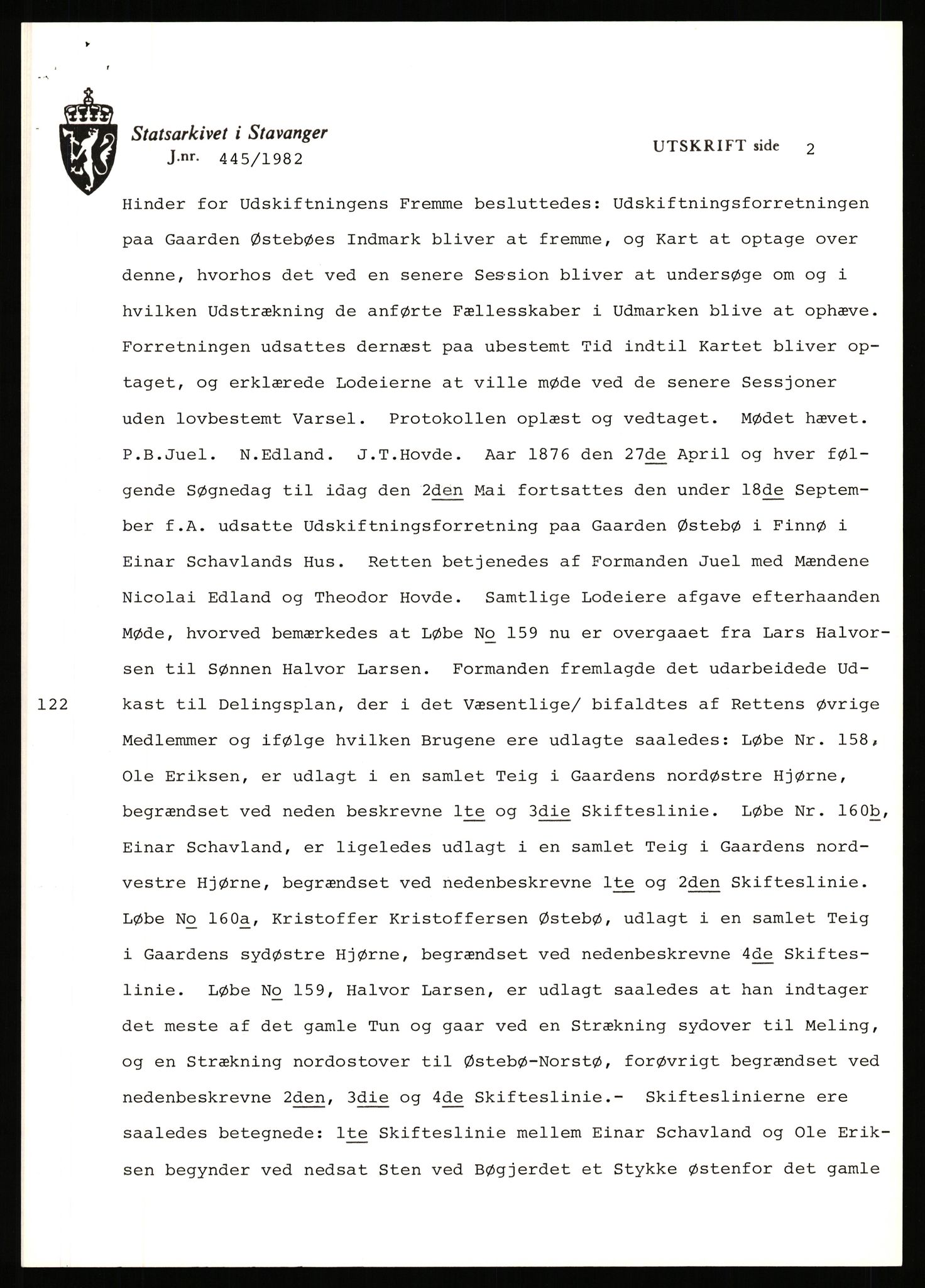 Statsarkivet i Stavanger, AV/SAST-A-101971/03/Y/Yj/L0098: Avskrifter sortert etter gårdsnavn: Øigrei - Østeinstad, 1750-1930, p. 520