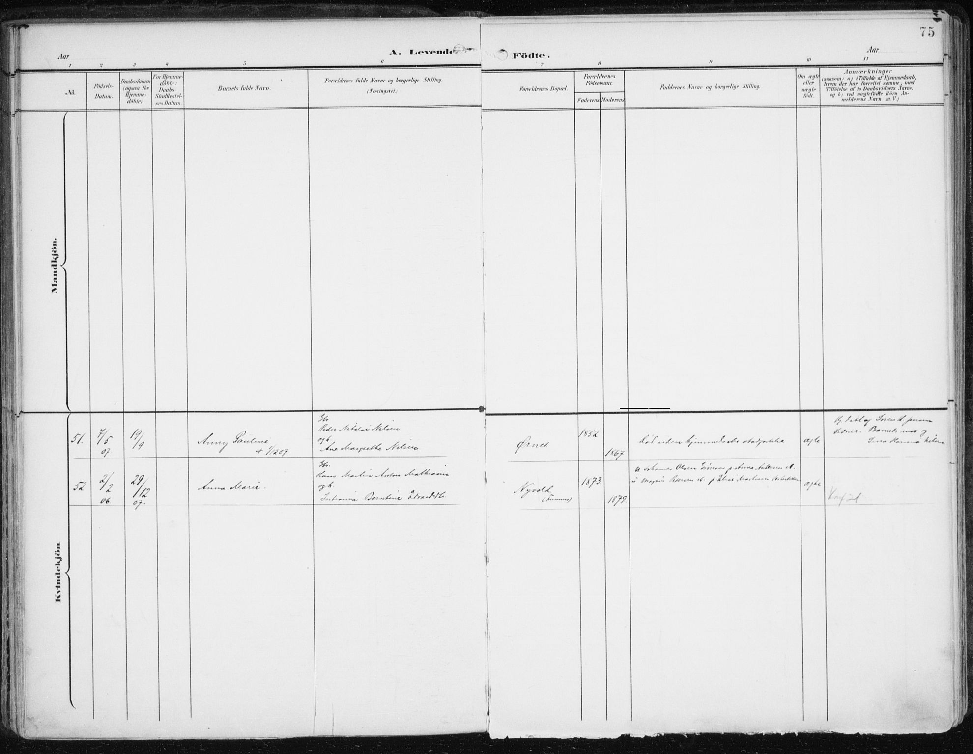 Balsfjord sokneprestembete, AV/SATØ-S-1303/G/Ga/L0006kirke: Parish register (official) no. 6, 1897-1909, p. 75