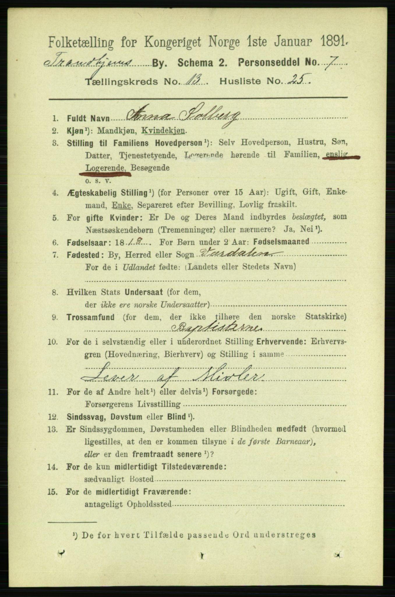 RA, 1891 census for 1601 Trondheim, 1891, p. 10489