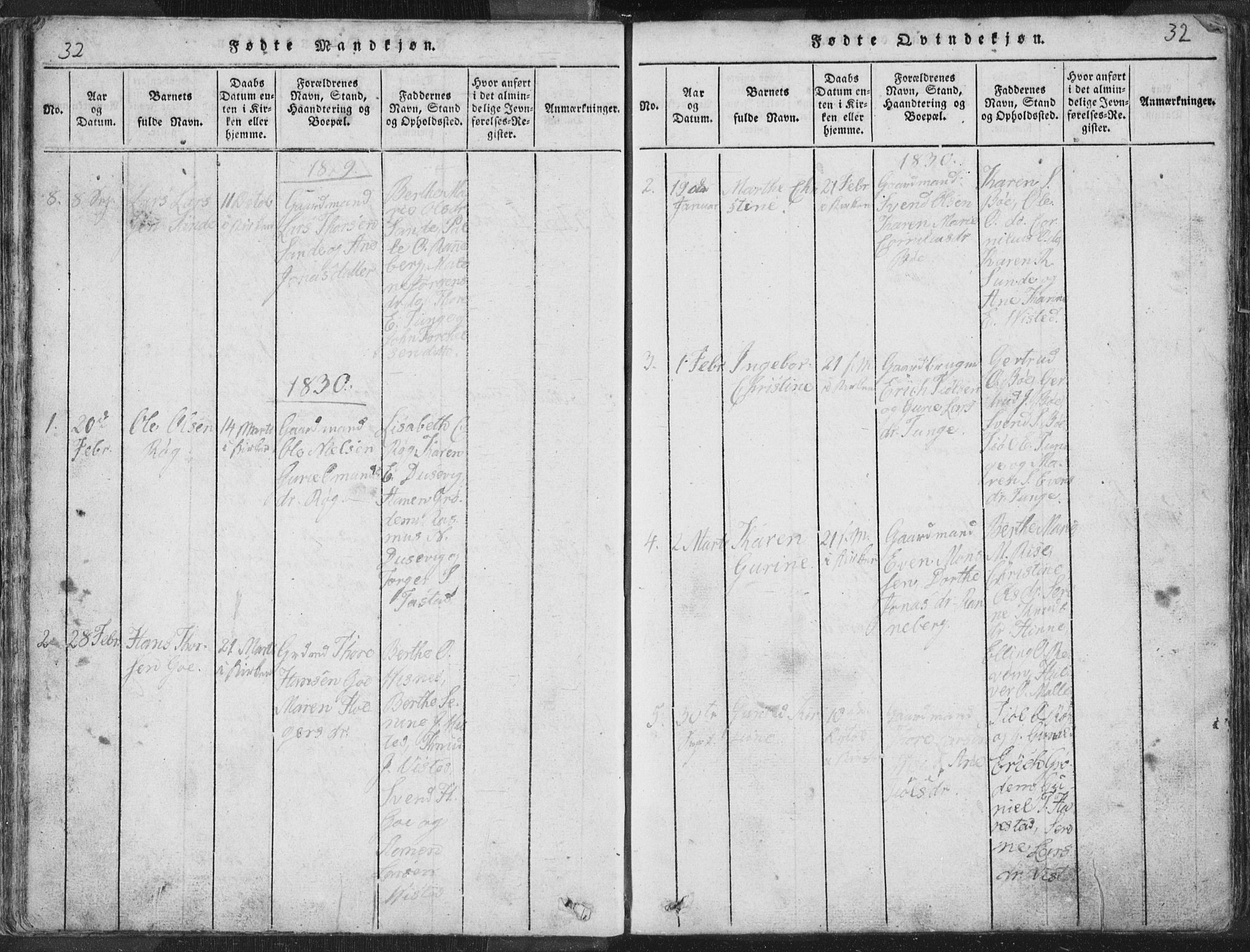 Hetland sokneprestkontor, AV/SAST-A-101826/30/30BA/L0001: Parish register (official) no. A 1, 1816-1856, p. 32