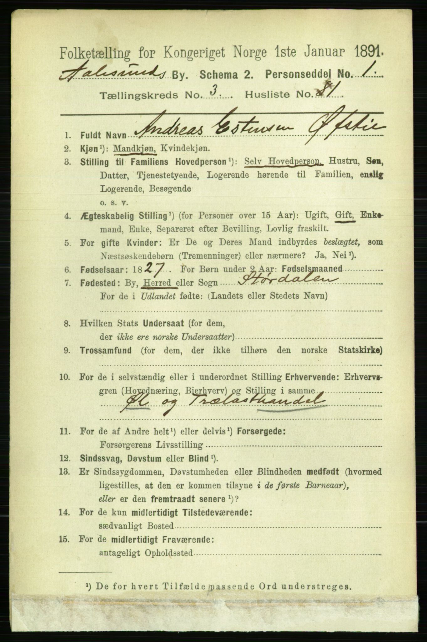 RA, 1891 census for 1501 Ålesund, 1891, p. 2275