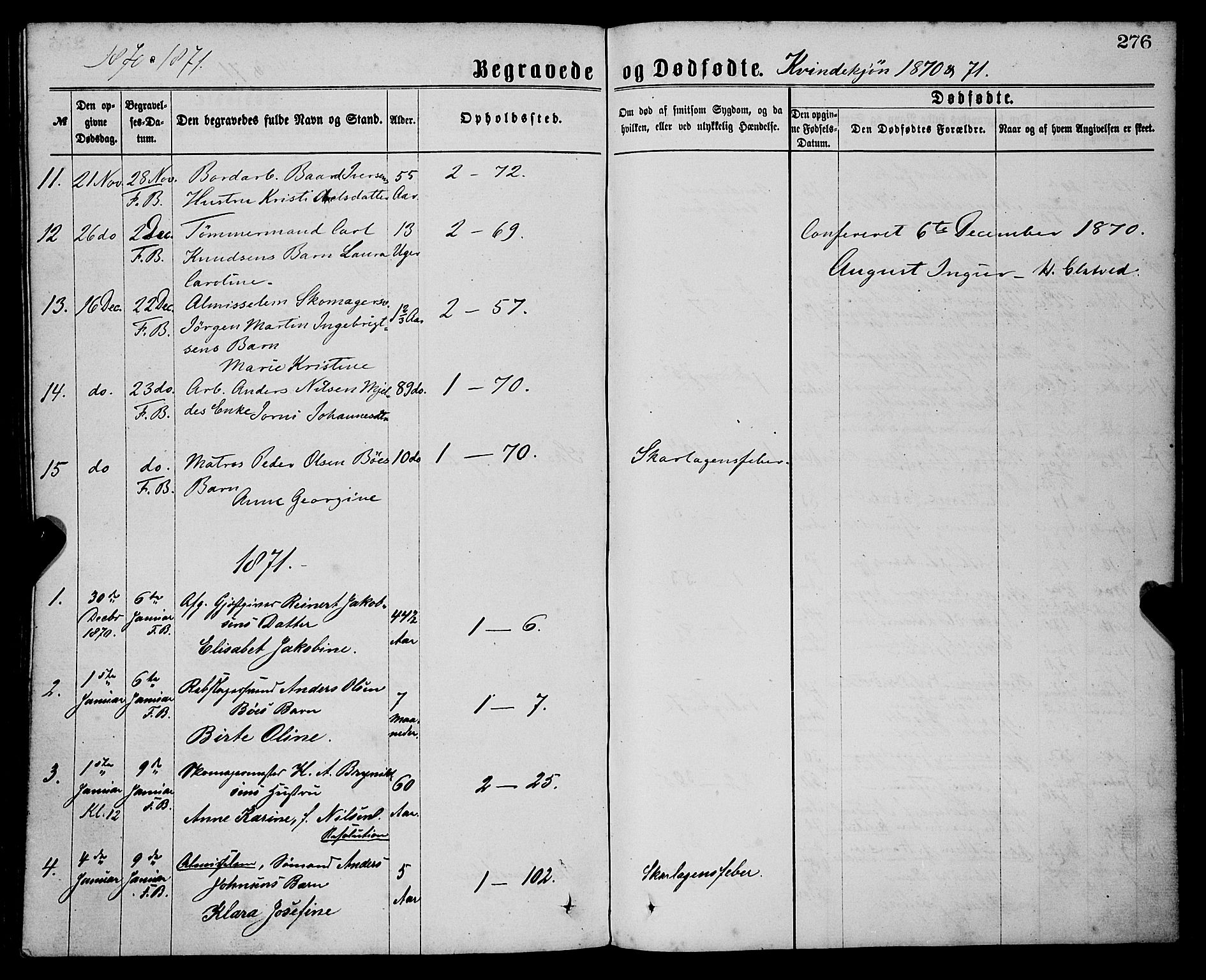 Sandviken Sokneprestembete, SAB/A-77601/H/Ha/L0001: Parish register (official) no. A 1, 1867-1877, p. 276