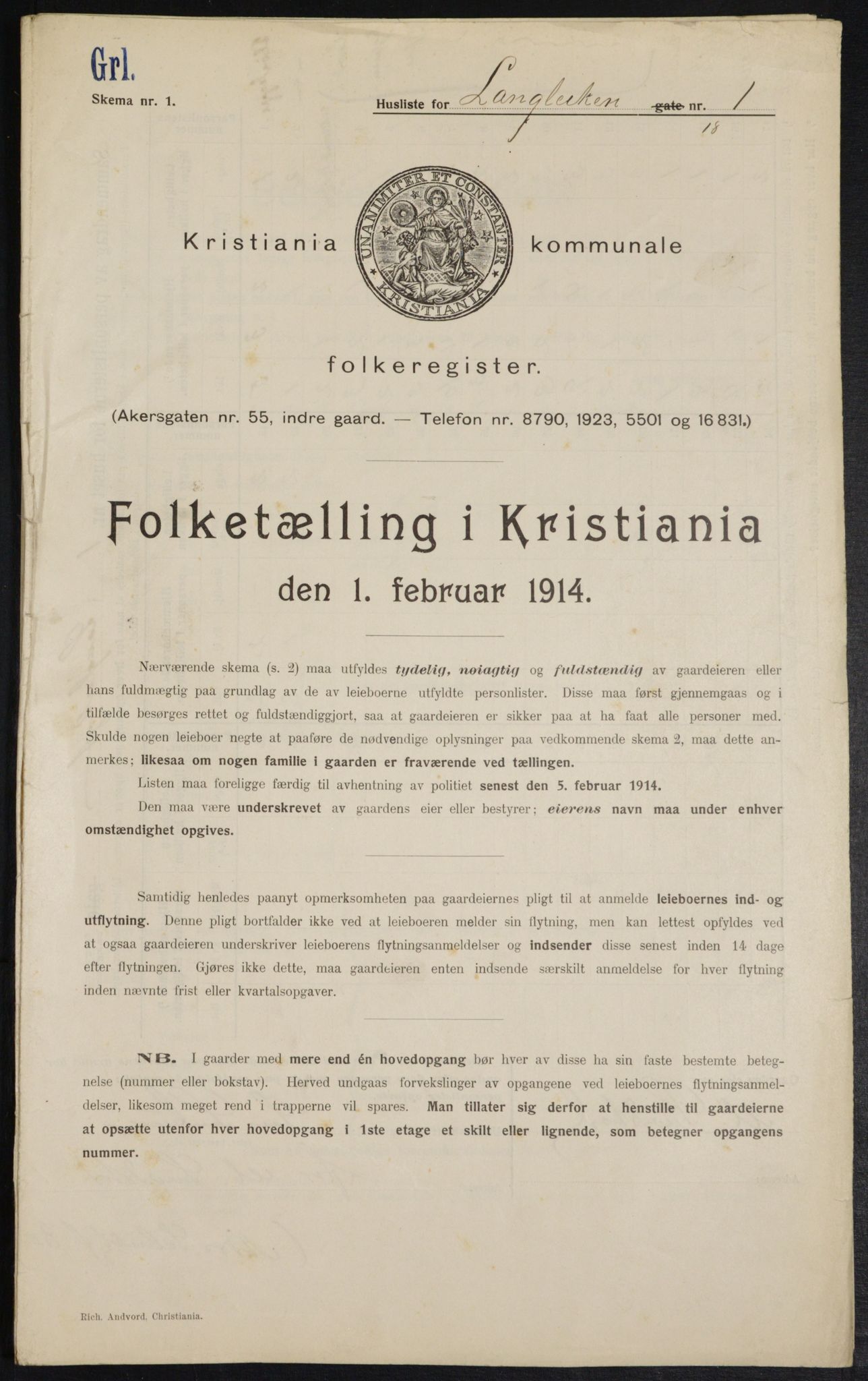 OBA, Municipal Census 1914 for Kristiania, 1914, p. 56835