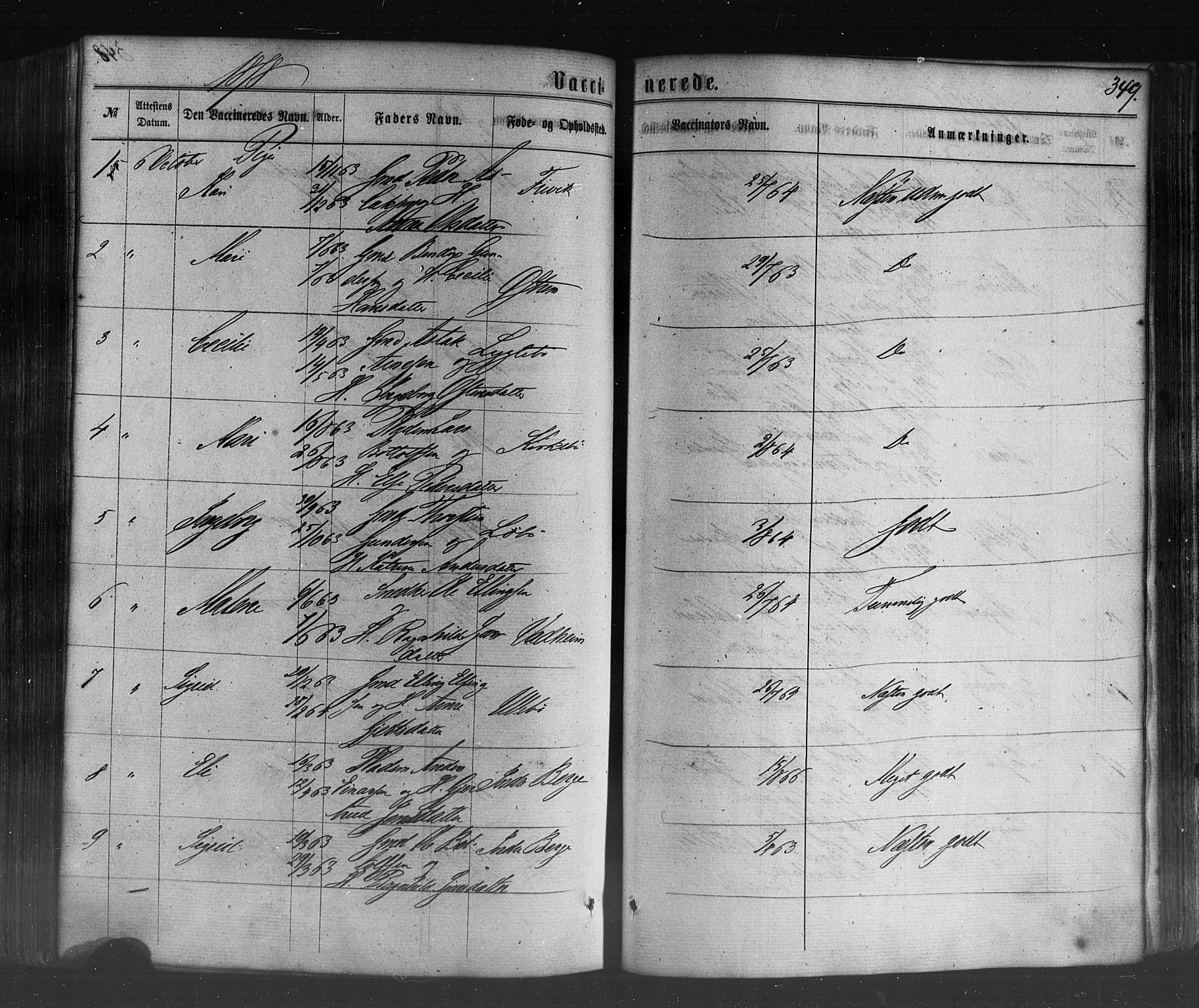 Lavik sokneprestembete, SAB/A-80901: Parish register (official) no. A 4, 1864-1881, p. 349
