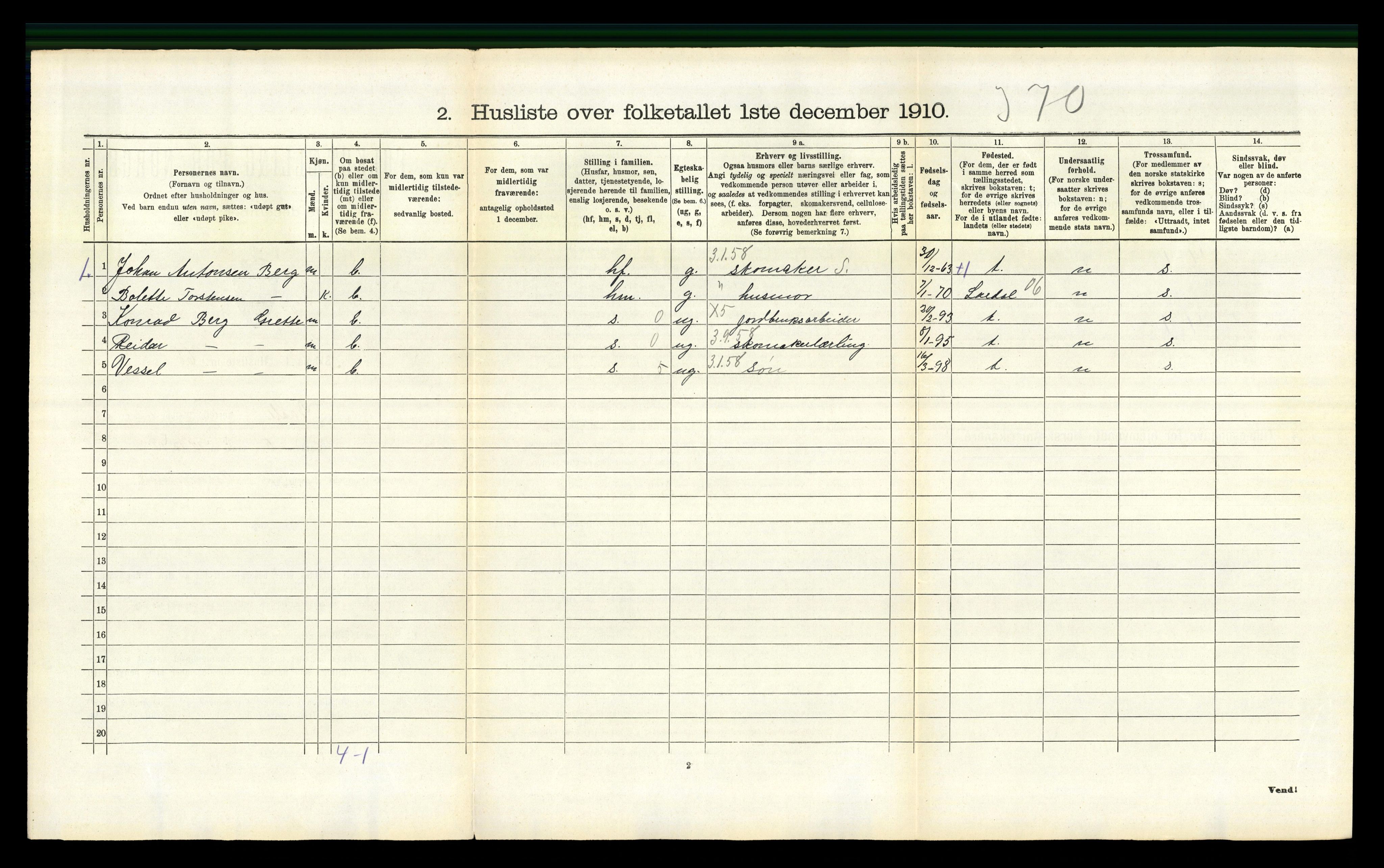 RA, 1910 census for Våle, 1910, p. 163