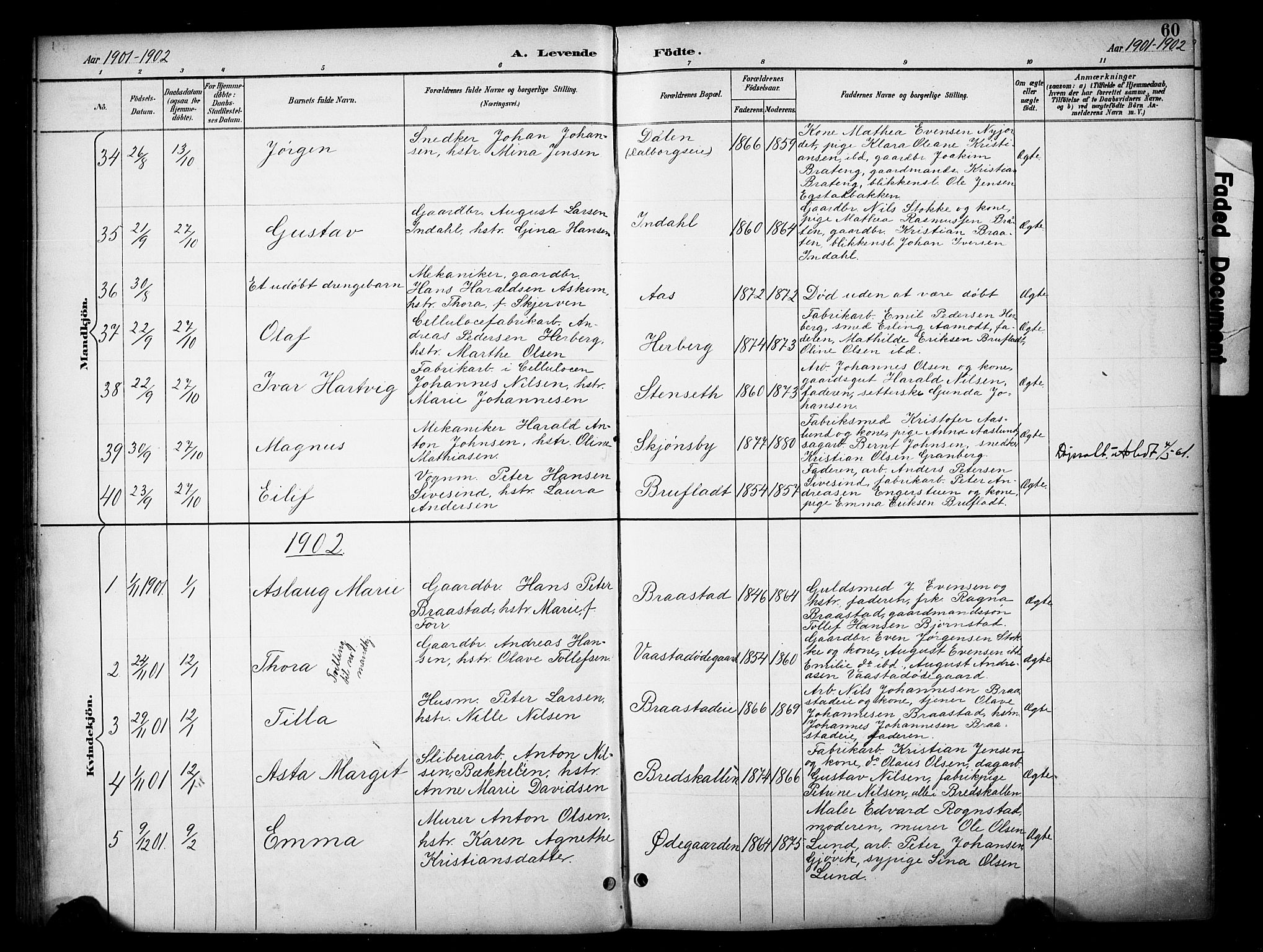 Vardal prestekontor, SAH/PREST-100/H/Ha/Haa/L0012: Parish register (official) no. 12, 1893-1904, p. 60