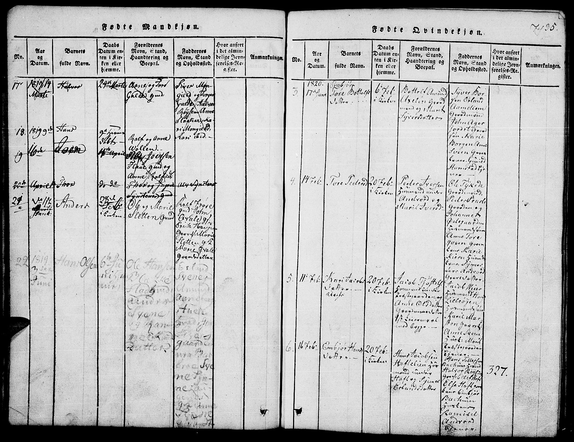 Lom prestekontor, AV/SAH-PREST-070/L/L0001: Parish register (copy) no. 1, 1815-1836, p. 35