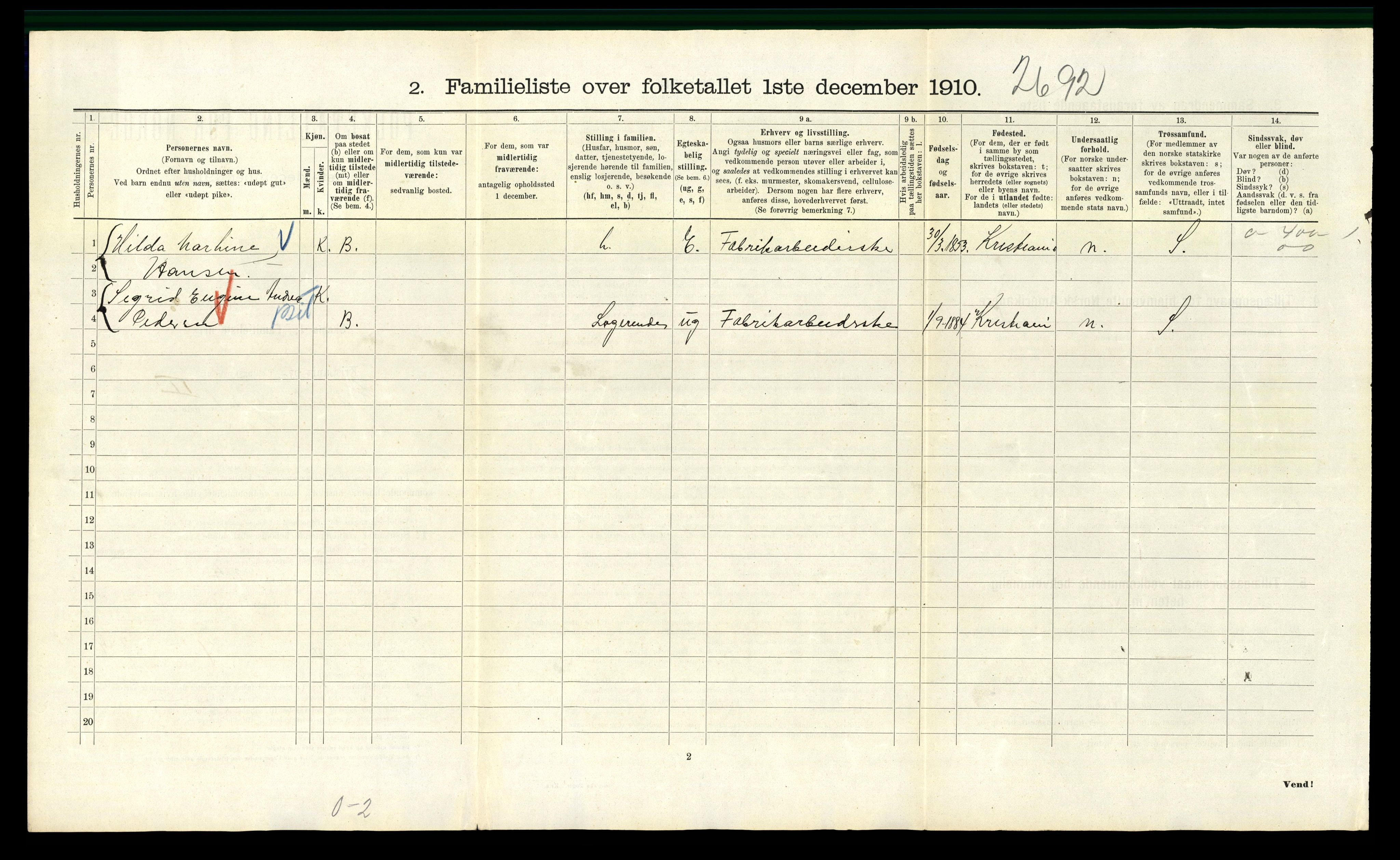 RA, 1910 census for Kristiania, 1910, p. 48348