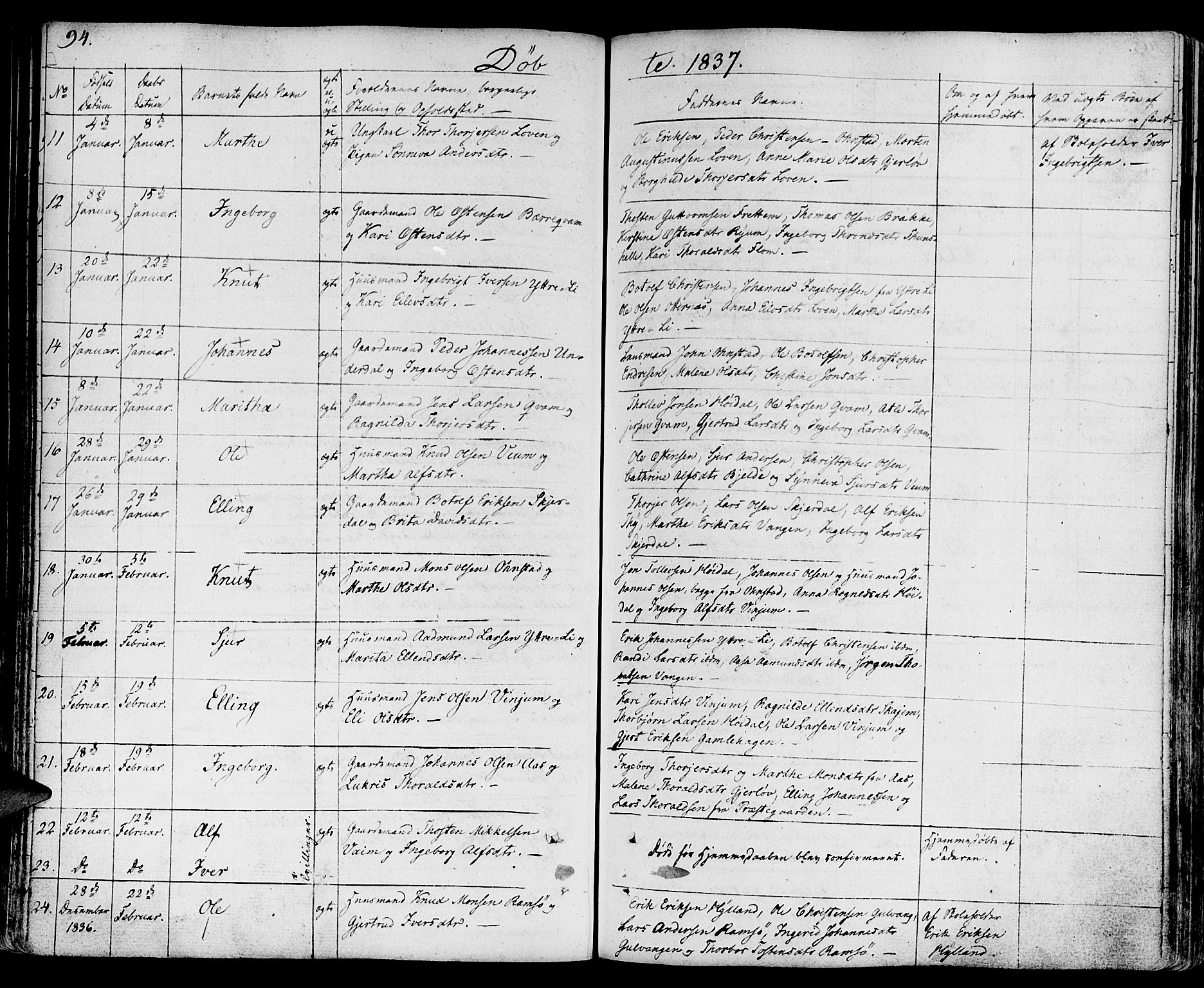 Aurland sokneprestembete, SAB/A-99937/H/Ha/Haa/L0006: Parish register (official) no. A 6, 1821-1859, p. 94