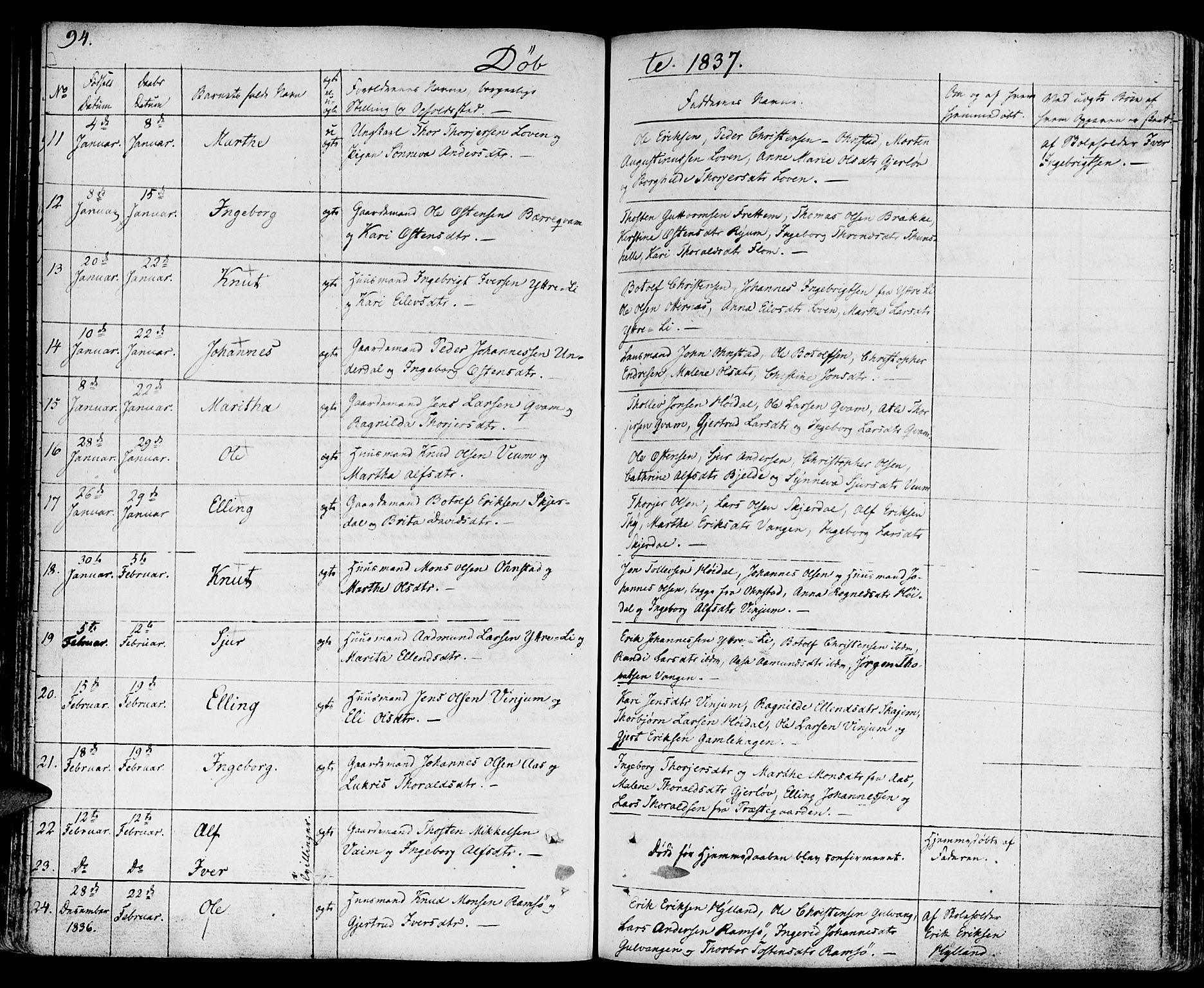 Aurland sokneprestembete, AV/SAB-A-99937/H/Ha/Haa/L0006: Parish register (official) no. A 6, 1821-1859, p. 94