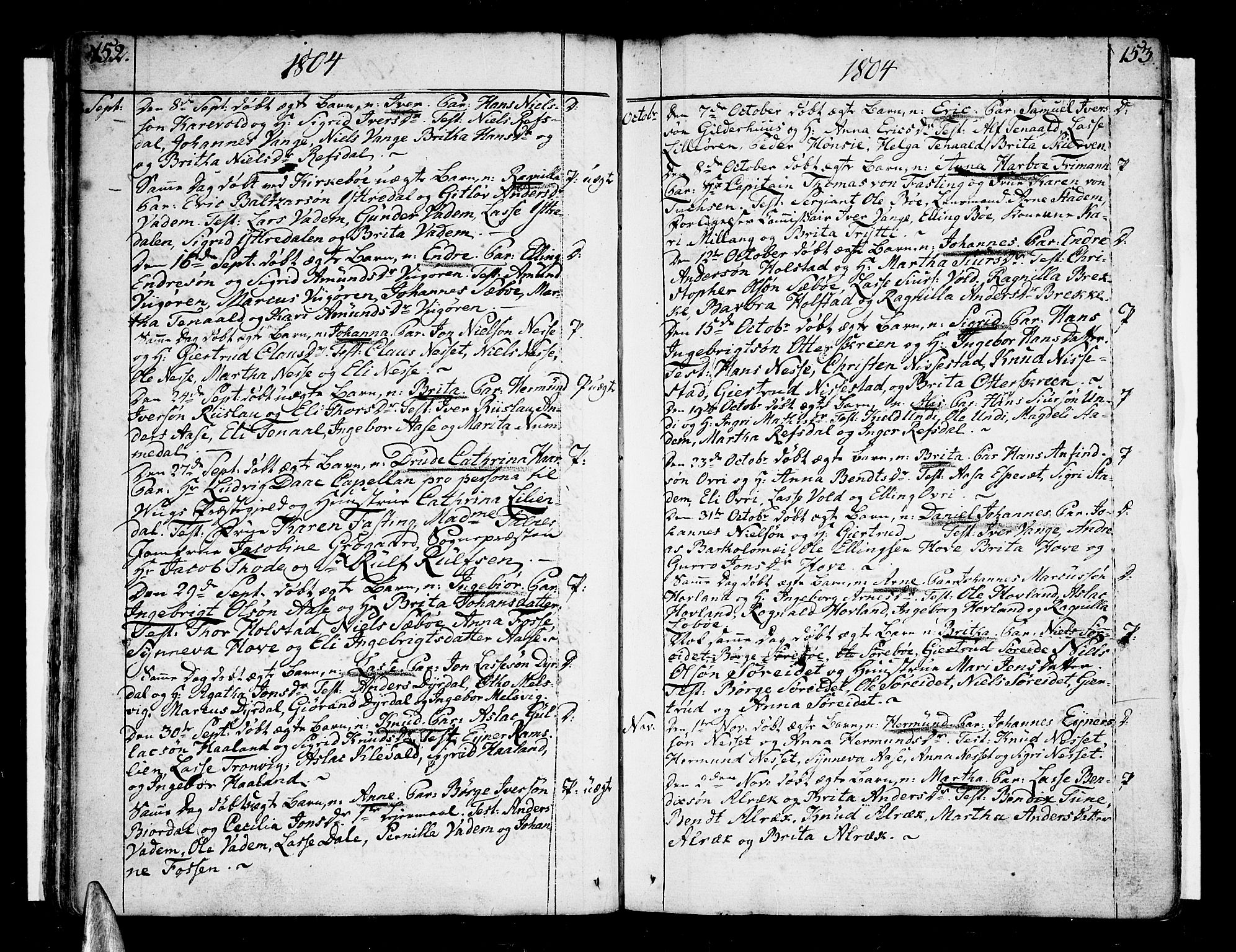 Vik sokneprestembete, AV/SAB-A-81501/H/Haa/Haaa/L0005: Parish register (official) no. A 5, 1787-1820, p. 152-153