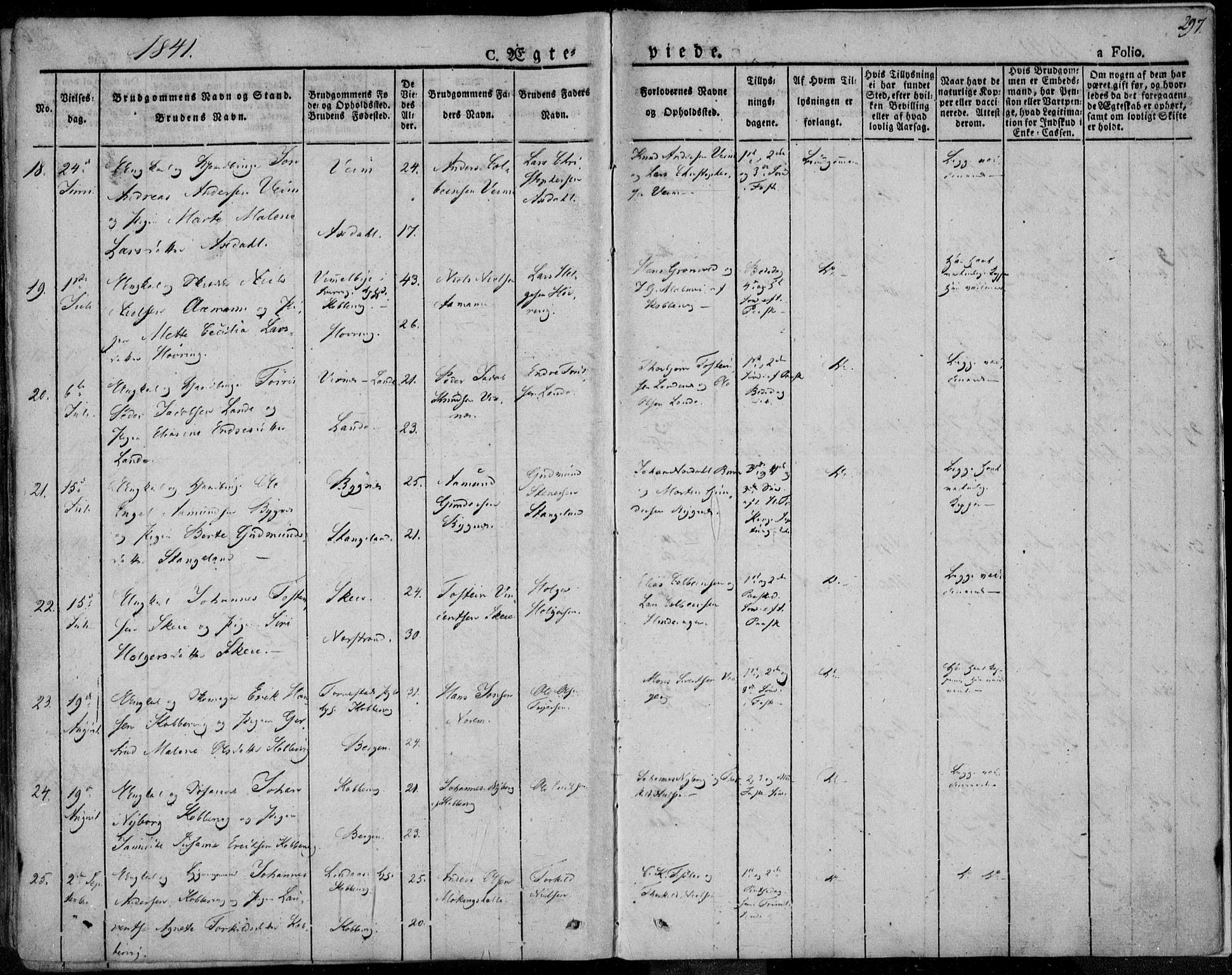 Avaldsnes sokneprestkontor, SAST/A -101851/H/Ha/Haa/L0005: Parish register (official) no. A 5.1, 1825-1841, p. 297