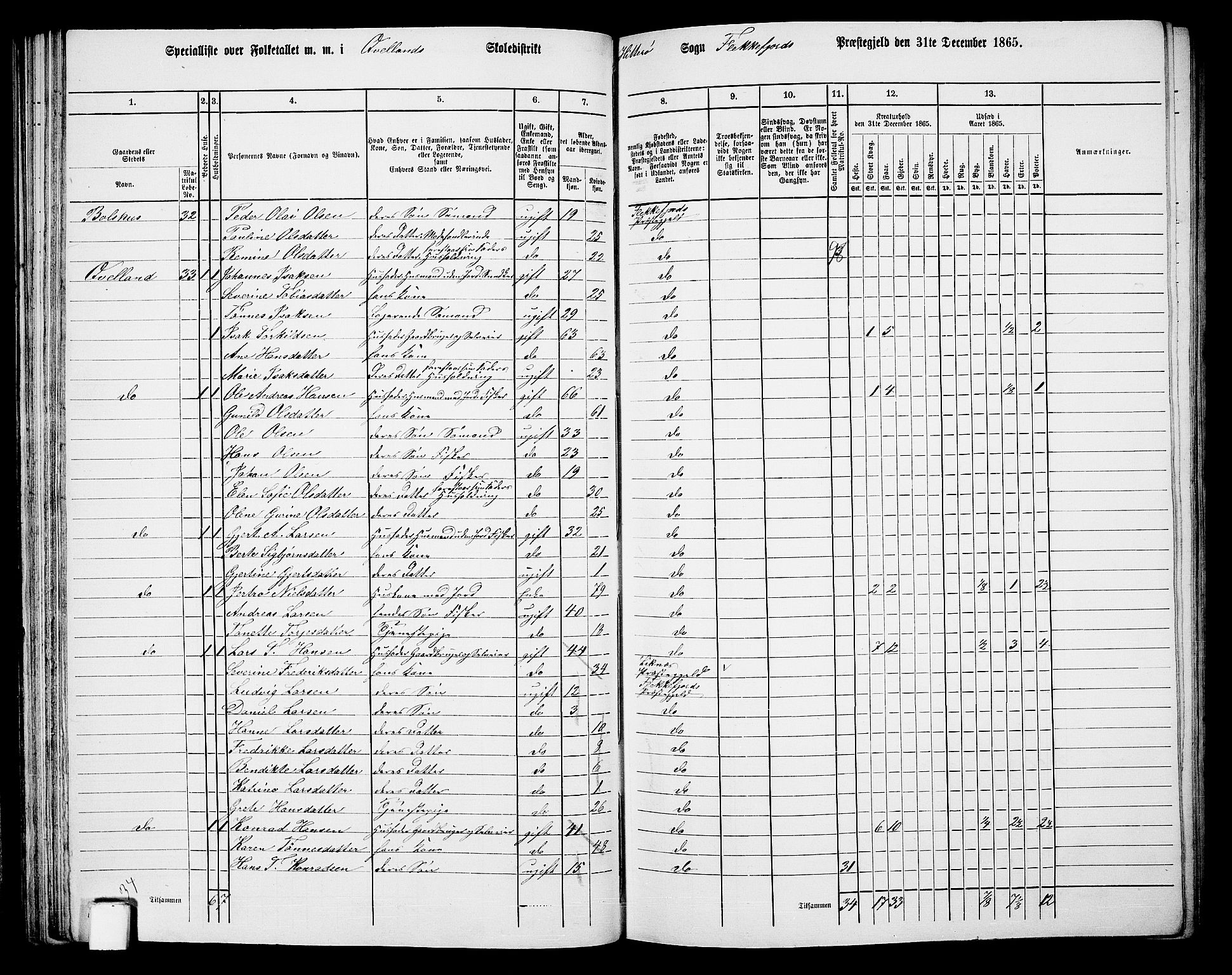 RA, 1865 census for Flekkefjord/Nes og Hidra, 1865, p. 60