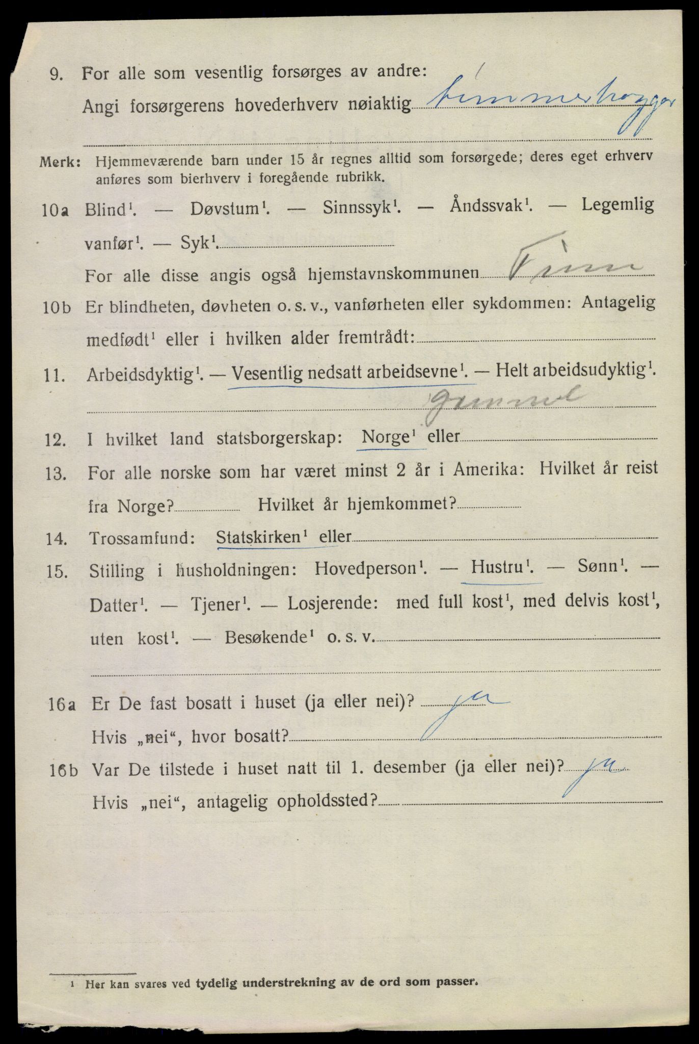 SAKO, 1920 census for Tinn, 1920, p. 3803