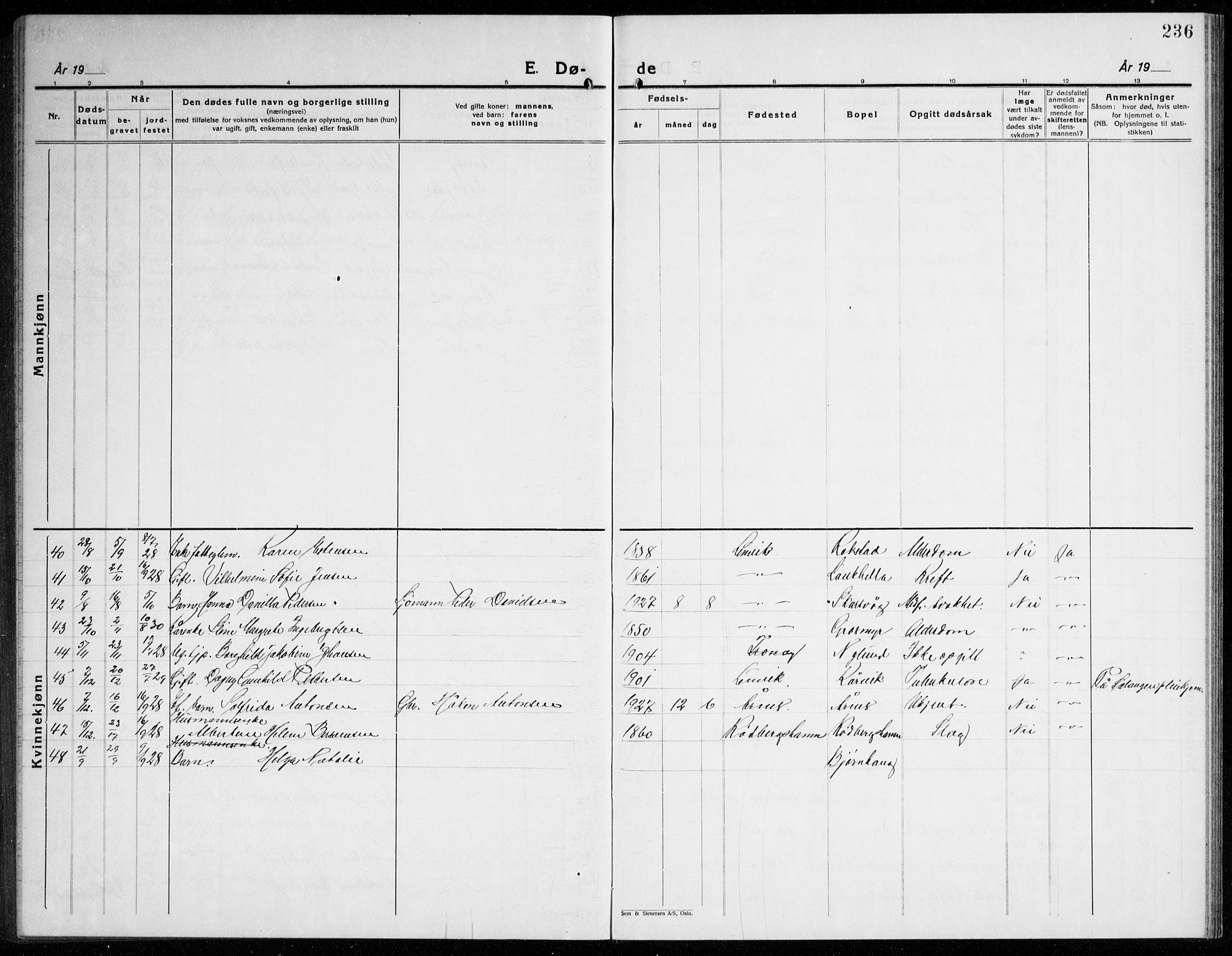 Lenvik sokneprestembete, AV/SATØ-S-1310/H/Ha/Hab/L0010klokker: Parish register (copy) no. 10, 1927-1945, p. 236