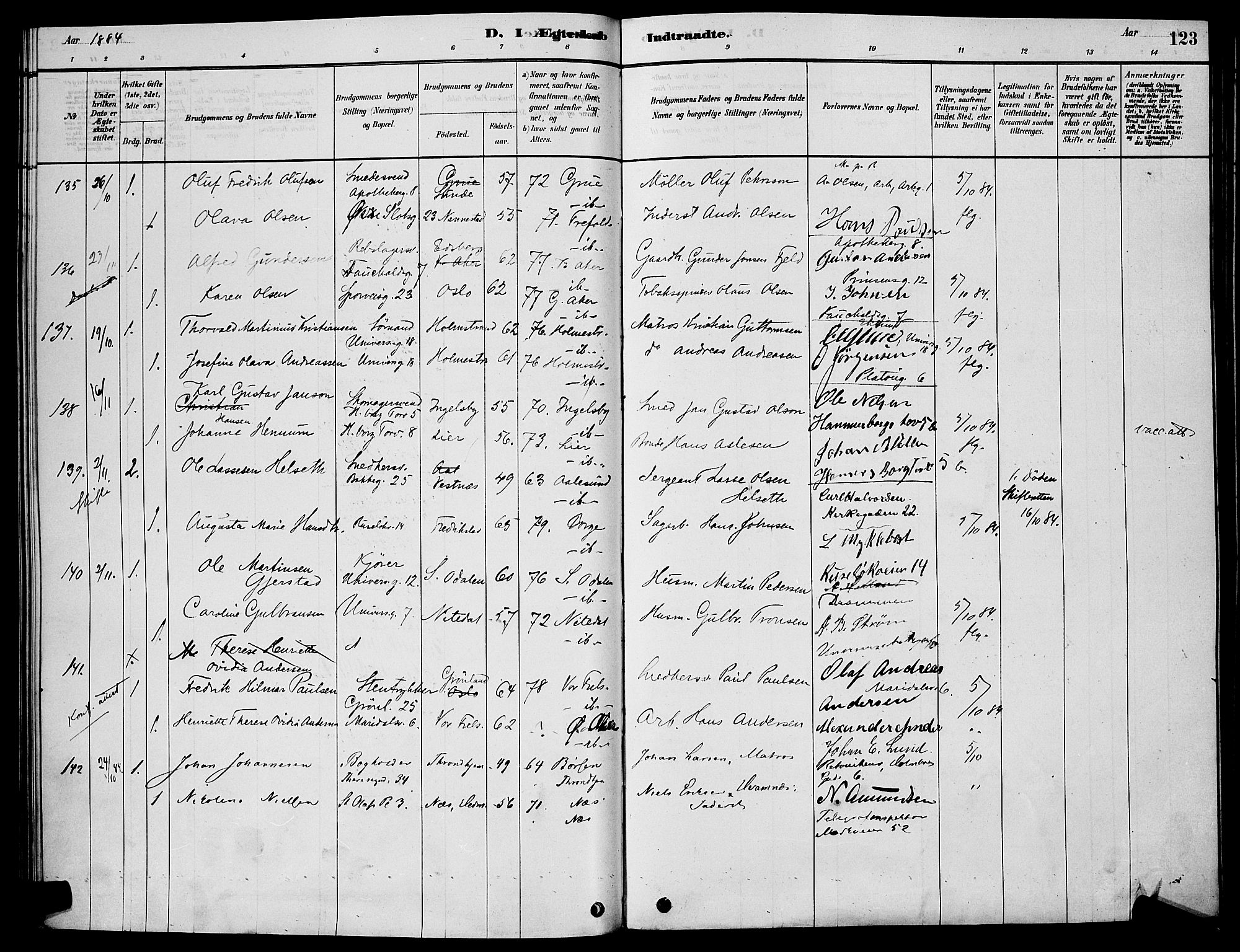 Trefoldighet prestekontor Kirkebøker, AV/SAO-A-10882/H/Ha/L0003: Banns register no. 3, 1878-1888, p. 123