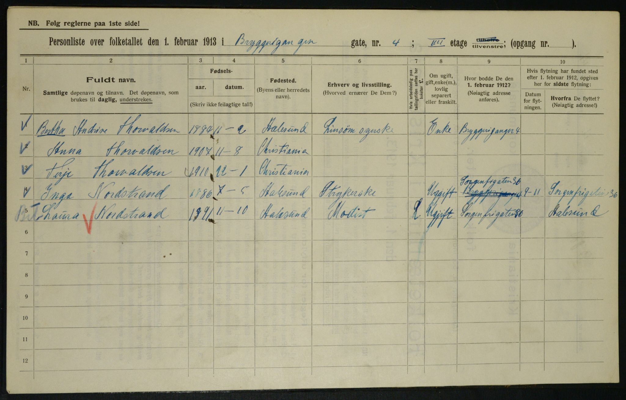 OBA, Municipal Census 1913 for Kristiania, 1913, p. 10163