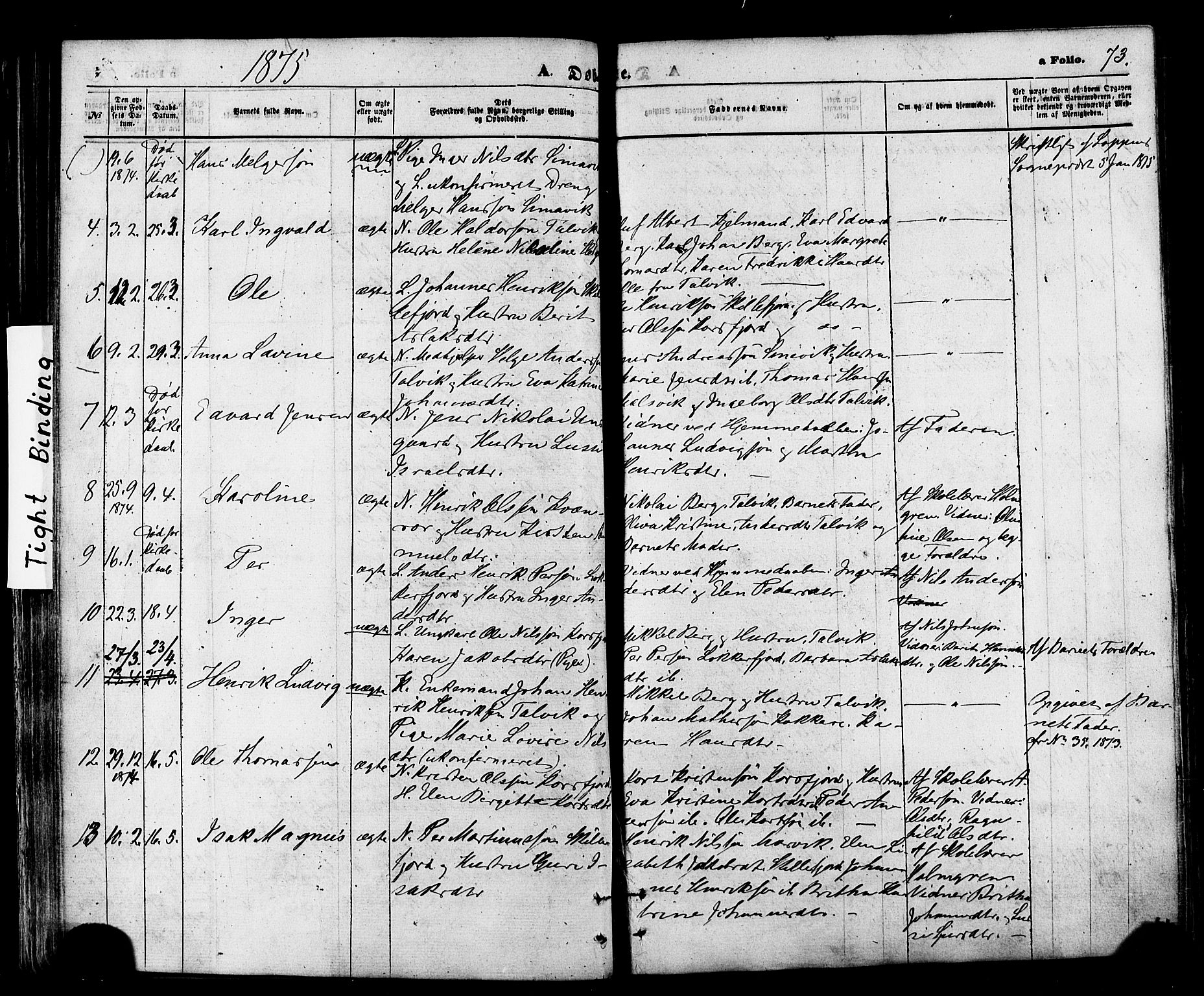 Talvik sokneprestkontor, SATØ/S-1337/H/Ha/L0011kirke: Parish register (official) no. 11, 1864-1877, p. 73