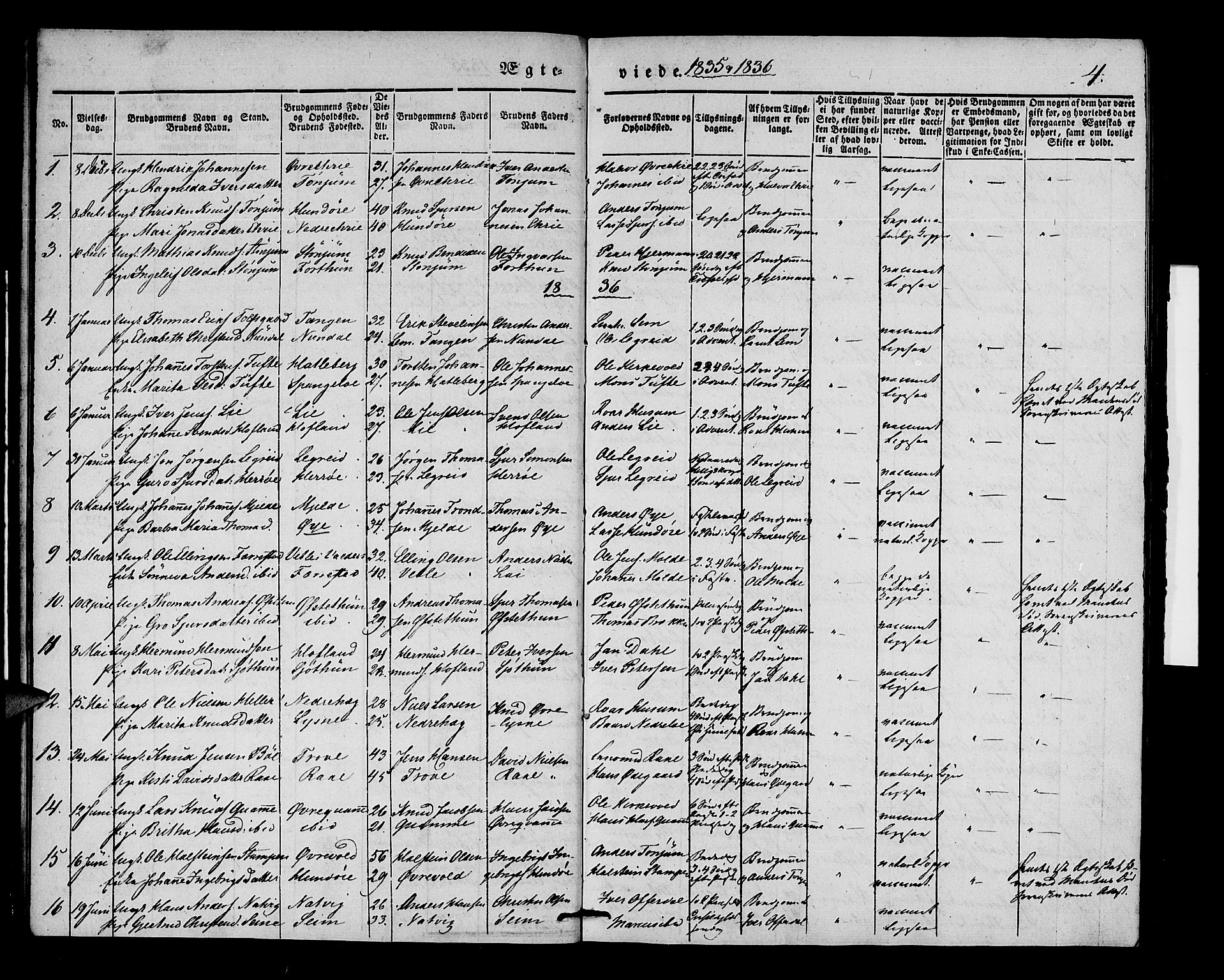 Lærdal sokneprestembete, SAB/A-81201: Parish register (official) no. A 8, 1834-1853, p. 4