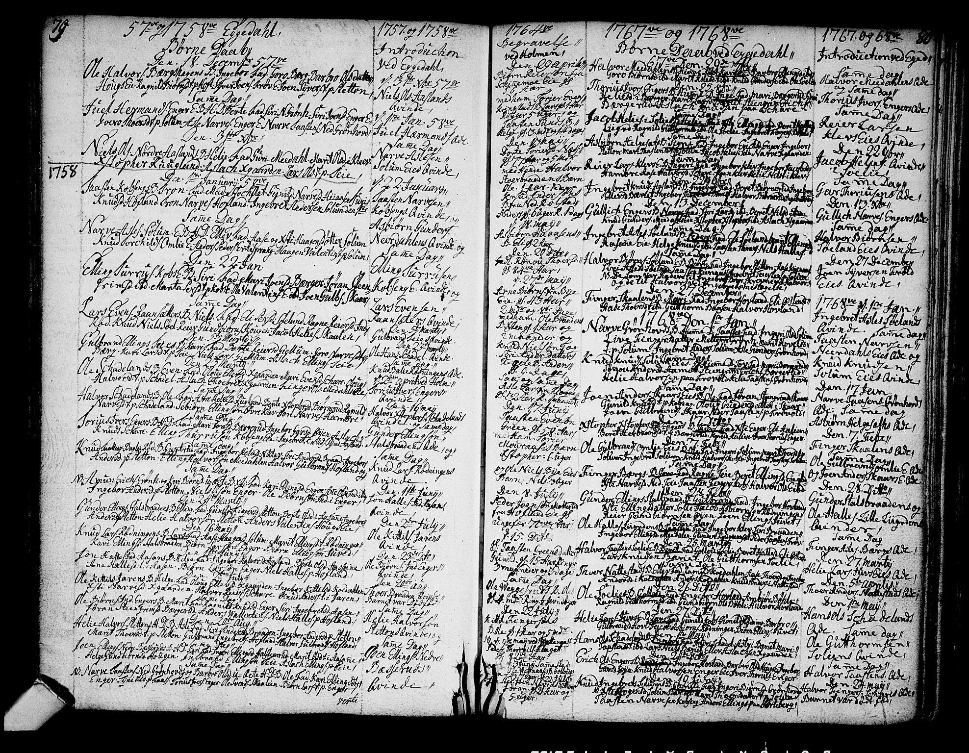 Sigdal kirkebøker, SAKO/A-245/F/Fa/L0001: Parish register (official) no. I 1, 1722-1777, p. 79-80