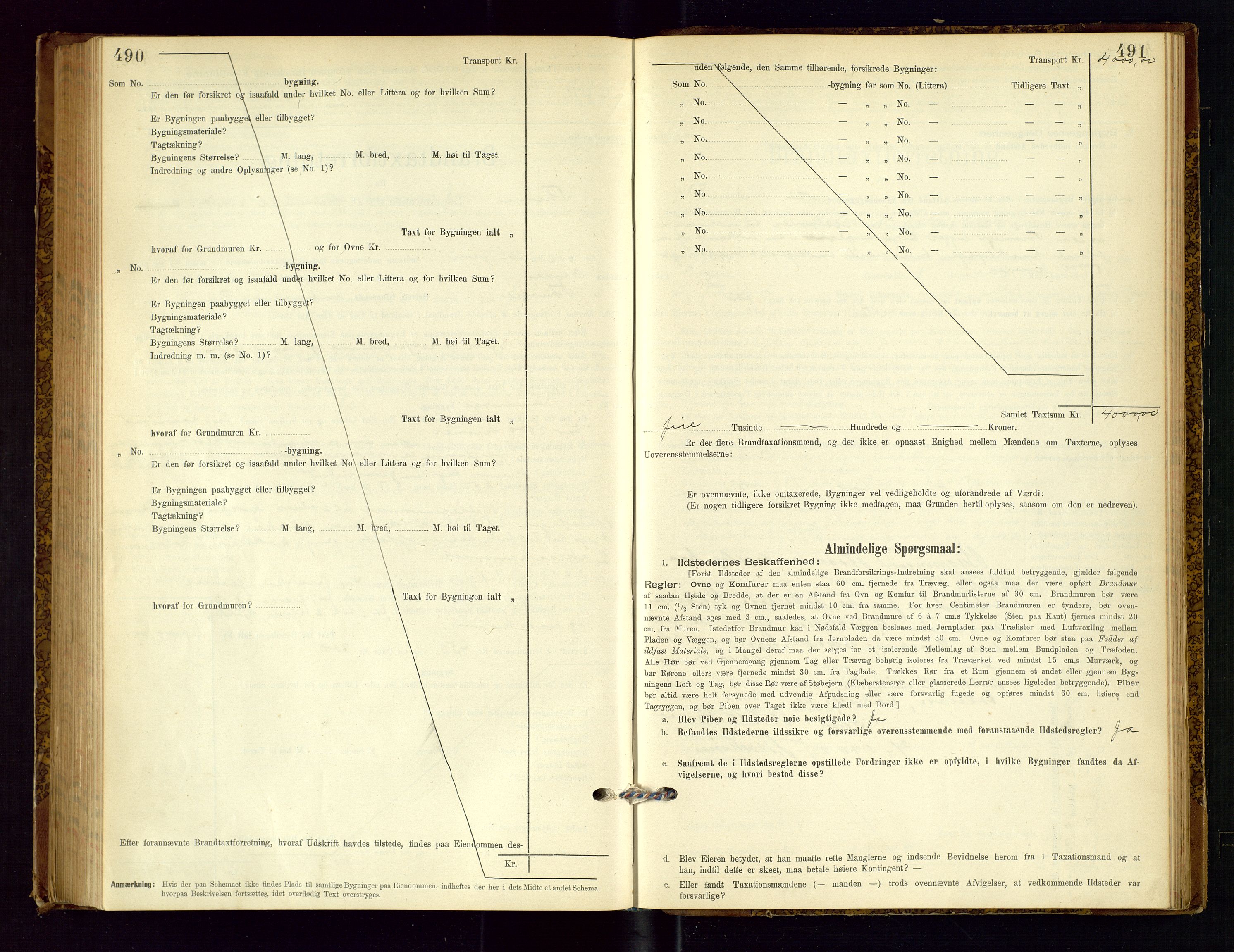 Time lensmannskontor, SAST/A-100420/Gob/L0001: Branntakstprotokoll, 1896-1914, p. 490-491