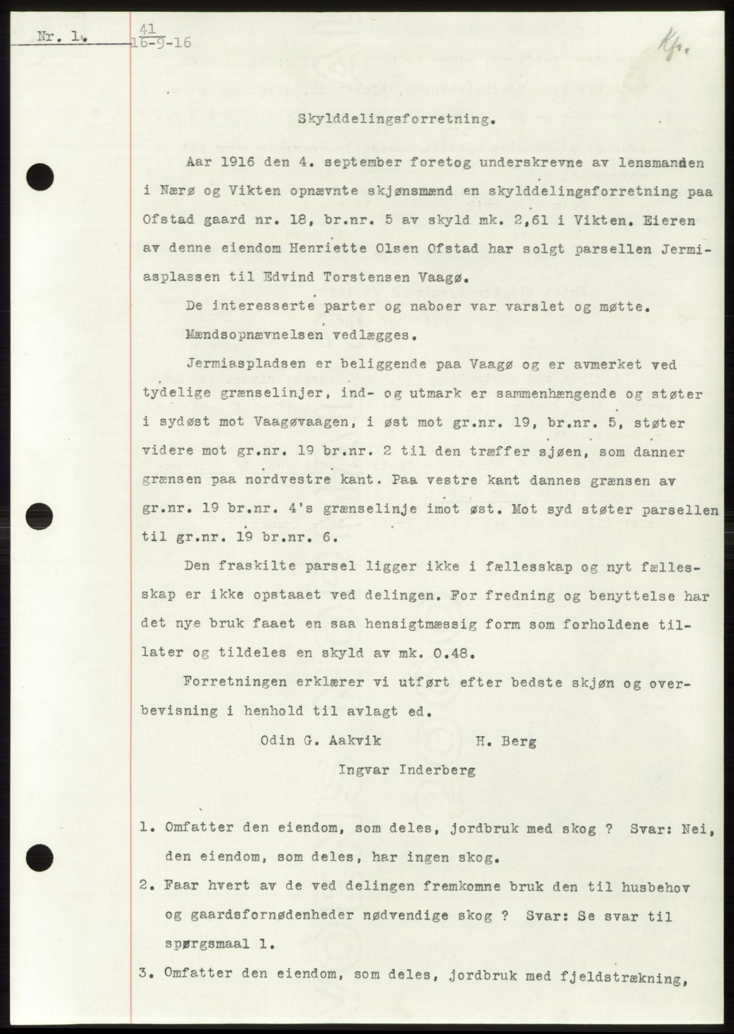 Namdal sorenskriveri, SAT/A-4133/1/2/2C: Mortgage book no. -, 1916-1921, Deed date: 16.09.1916