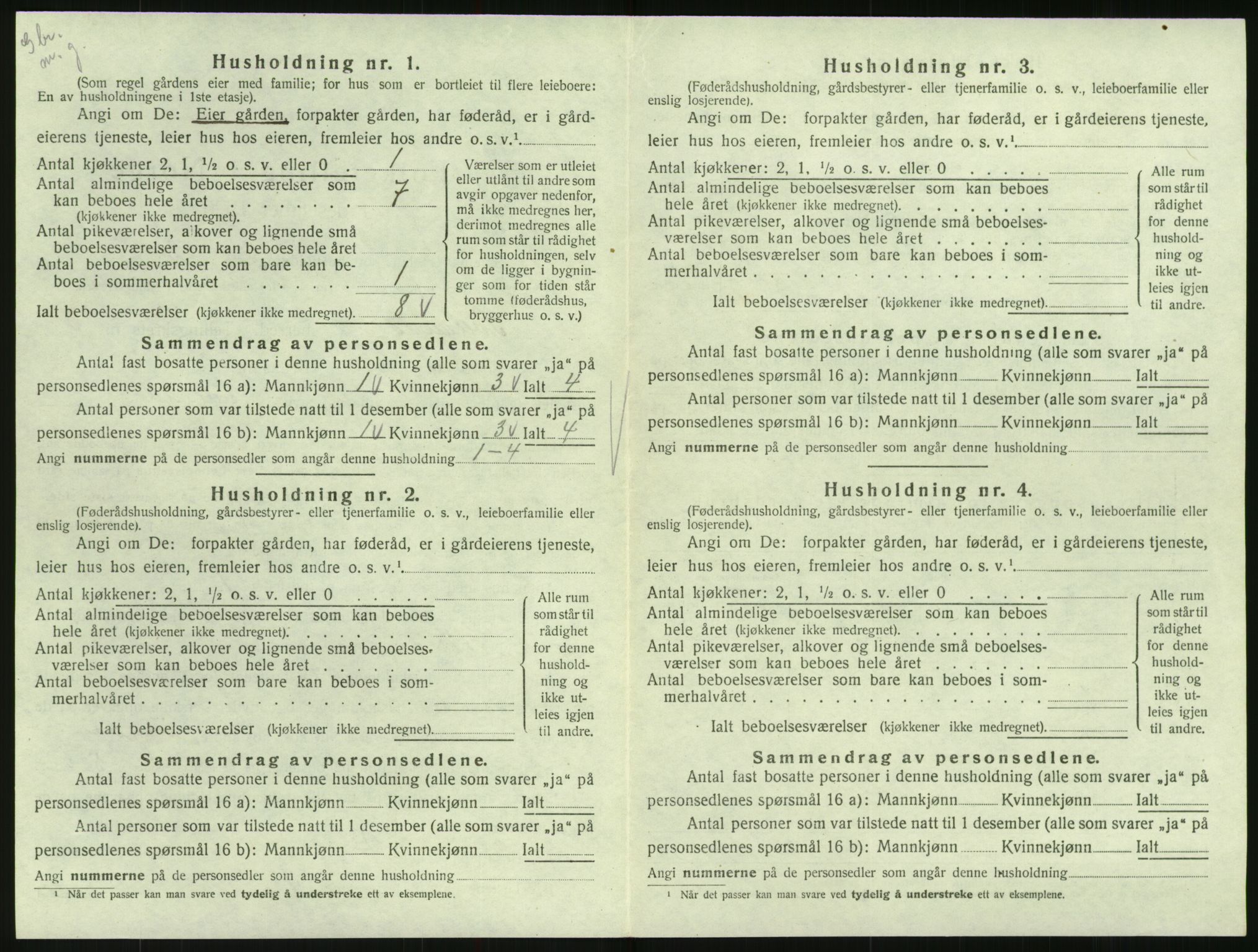 SAK, 1920 census for Iveland, 1920, p. 306