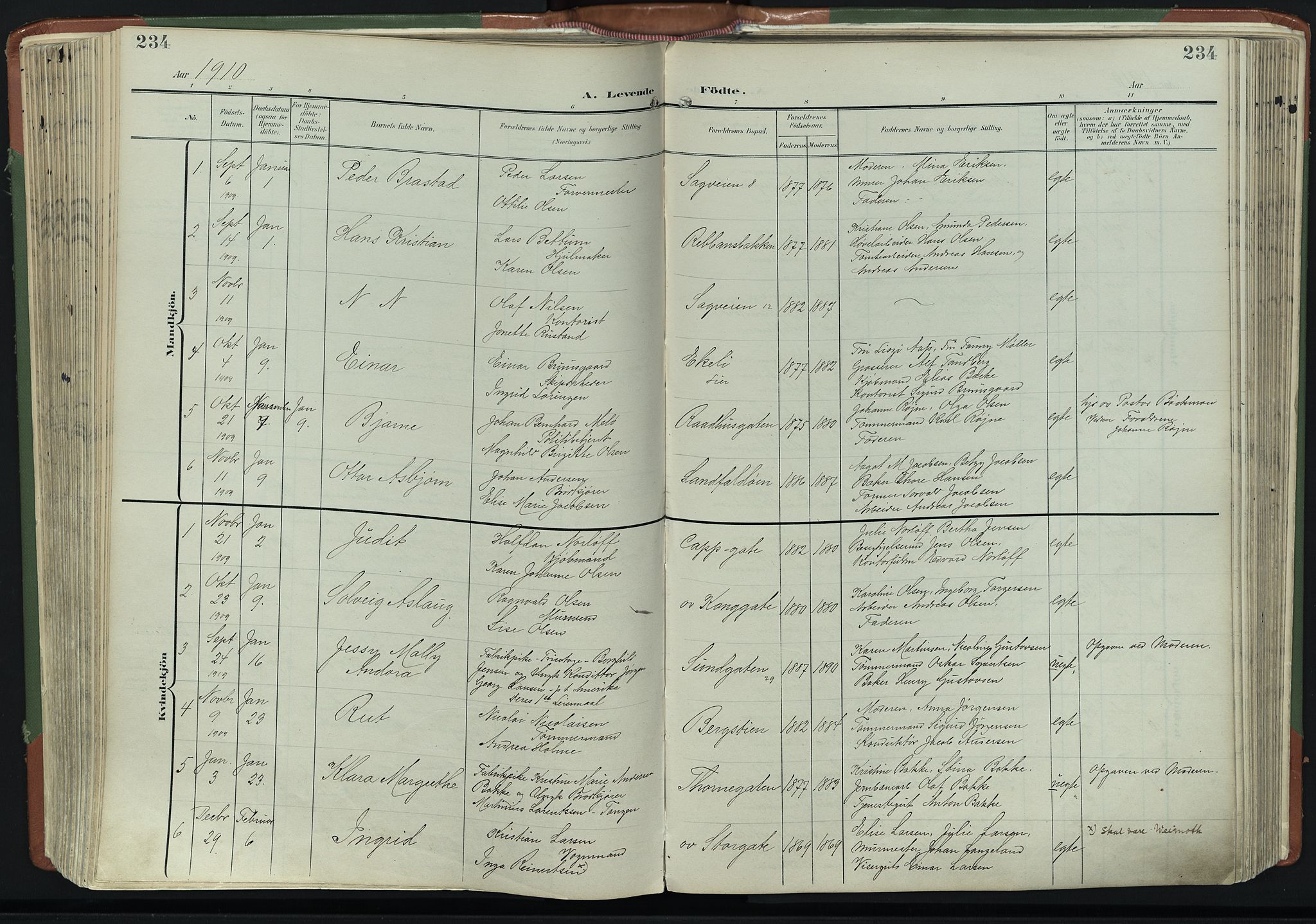 Bragernes kirkebøker, AV/SAKO-A-6/F/Fb/L0009: Parish register (official) no. II 9, 1902-1911, p. 234