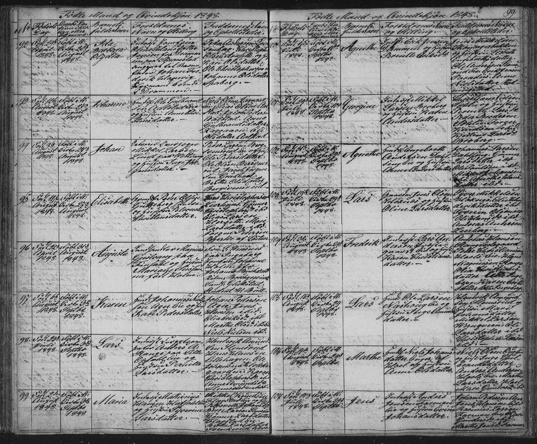 Vang prestekontor, Hedmark, AV/SAH-PREST-008/H/Ha/Hab/L0008: Parish register (copy) no. 8, 1832-1854, p. 99