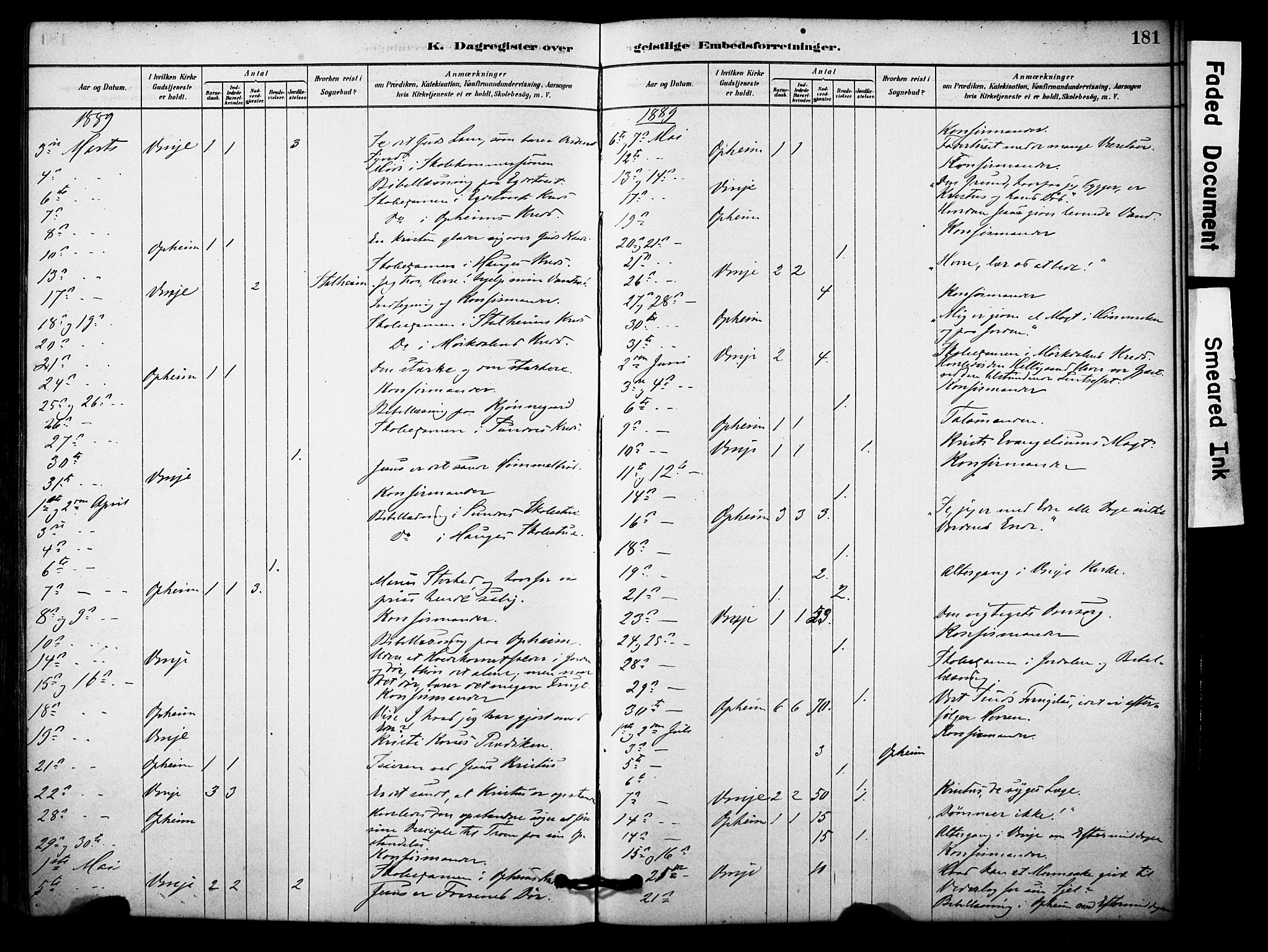 Vossestrand Sokneprestembete, AV/SAB-A-79101/H/Haa: Parish register (official) no. C 1, 1878-1903, p. 181