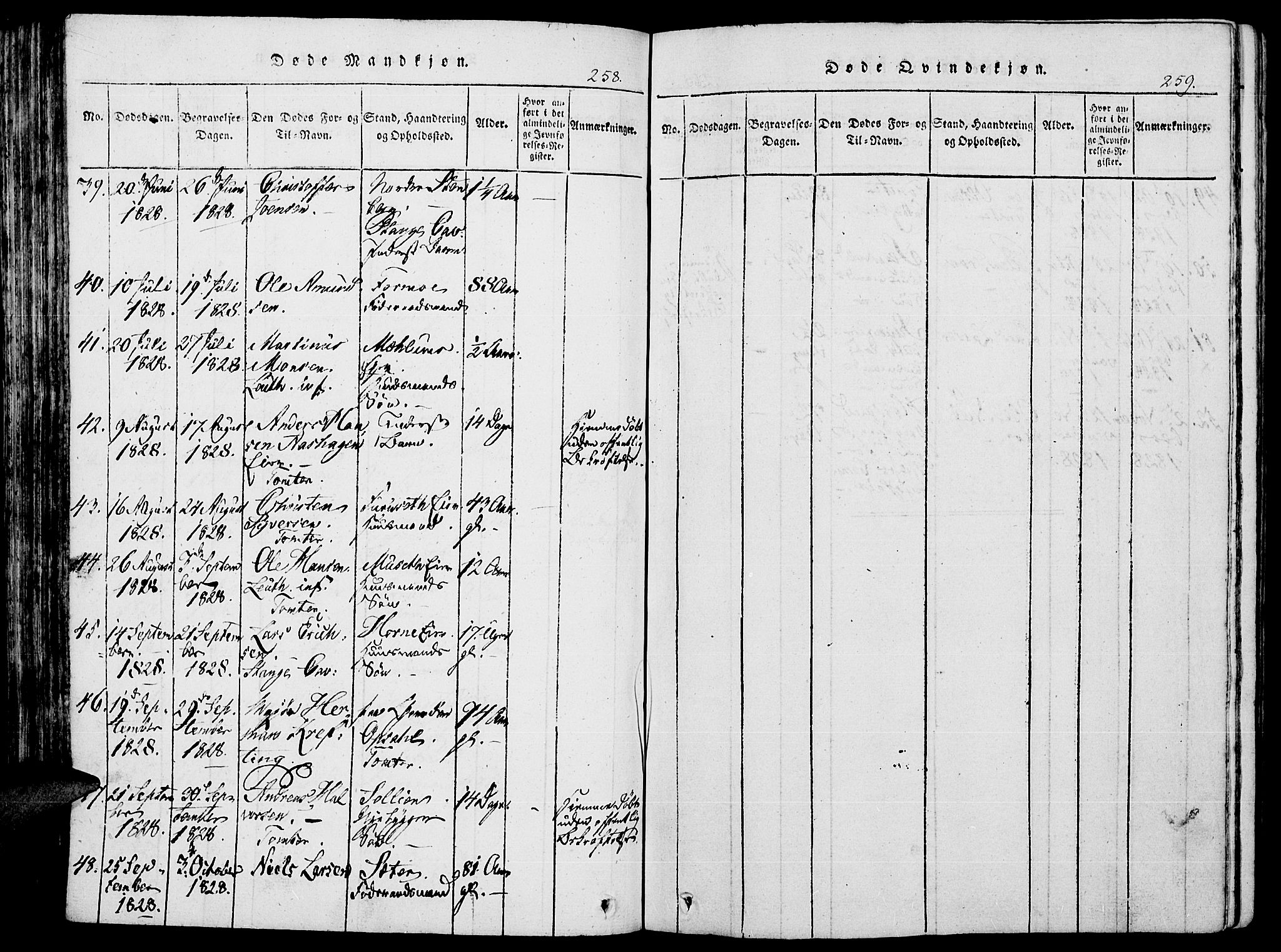 Romedal prestekontor, AV/SAH-PREST-004/K/L0002: Parish register (official) no. 2, 1814-1828, p. 258-259