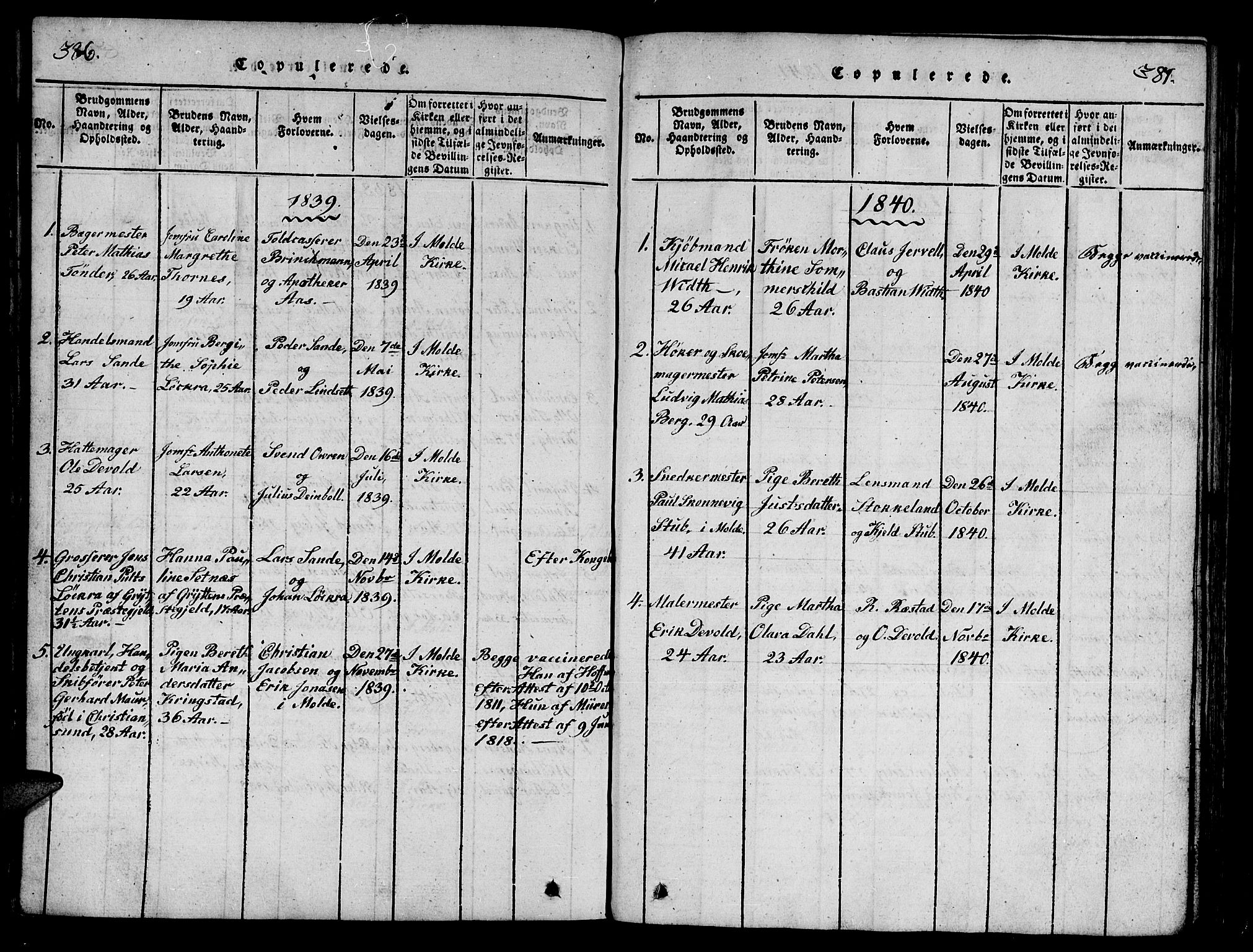 Ministerialprotokoller, klokkerbøker og fødselsregistre - Møre og Romsdal, SAT/A-1454/558/L0700: Parish register (copy) no. 558C01, 1818-1868, p. 386-387