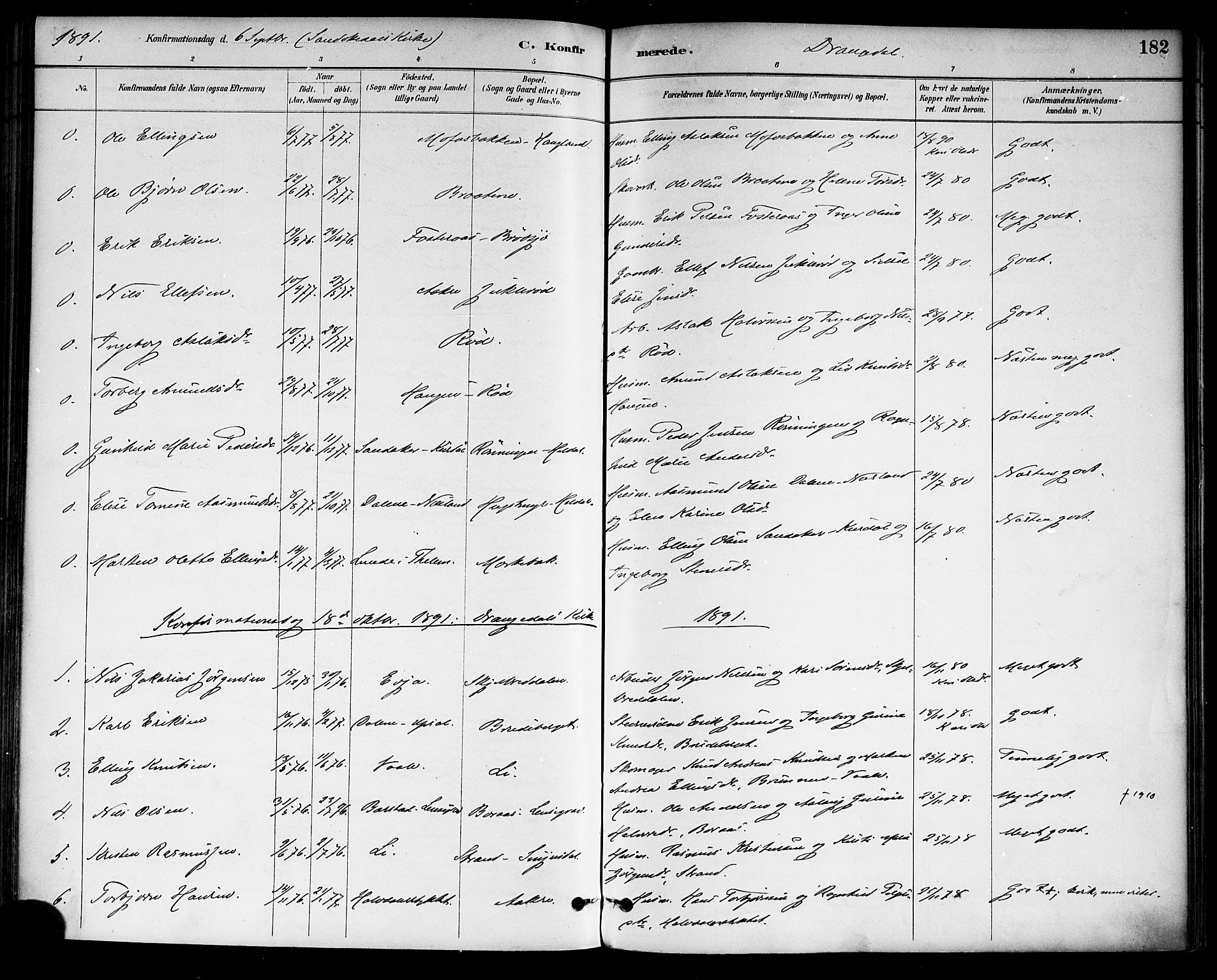 Drangedal kirkebøker, SAKO/A-258/F/Fa/L0010: Parish register (official) no. 10 /1, 1885-1894, p. 182