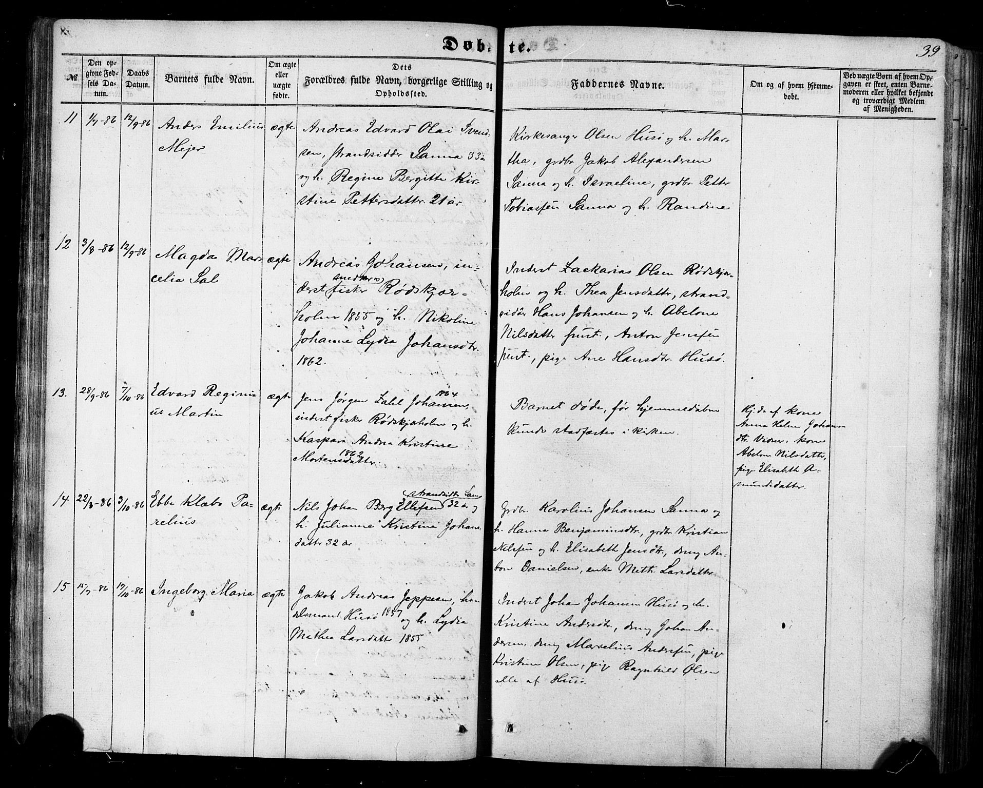 Ministerialprotokoller, klokkerbøker og fødselsregistre - Nordland, SAT/A-1459/840/L0579: Parish register (official) no. 840A01, 1863-1887, p. 39