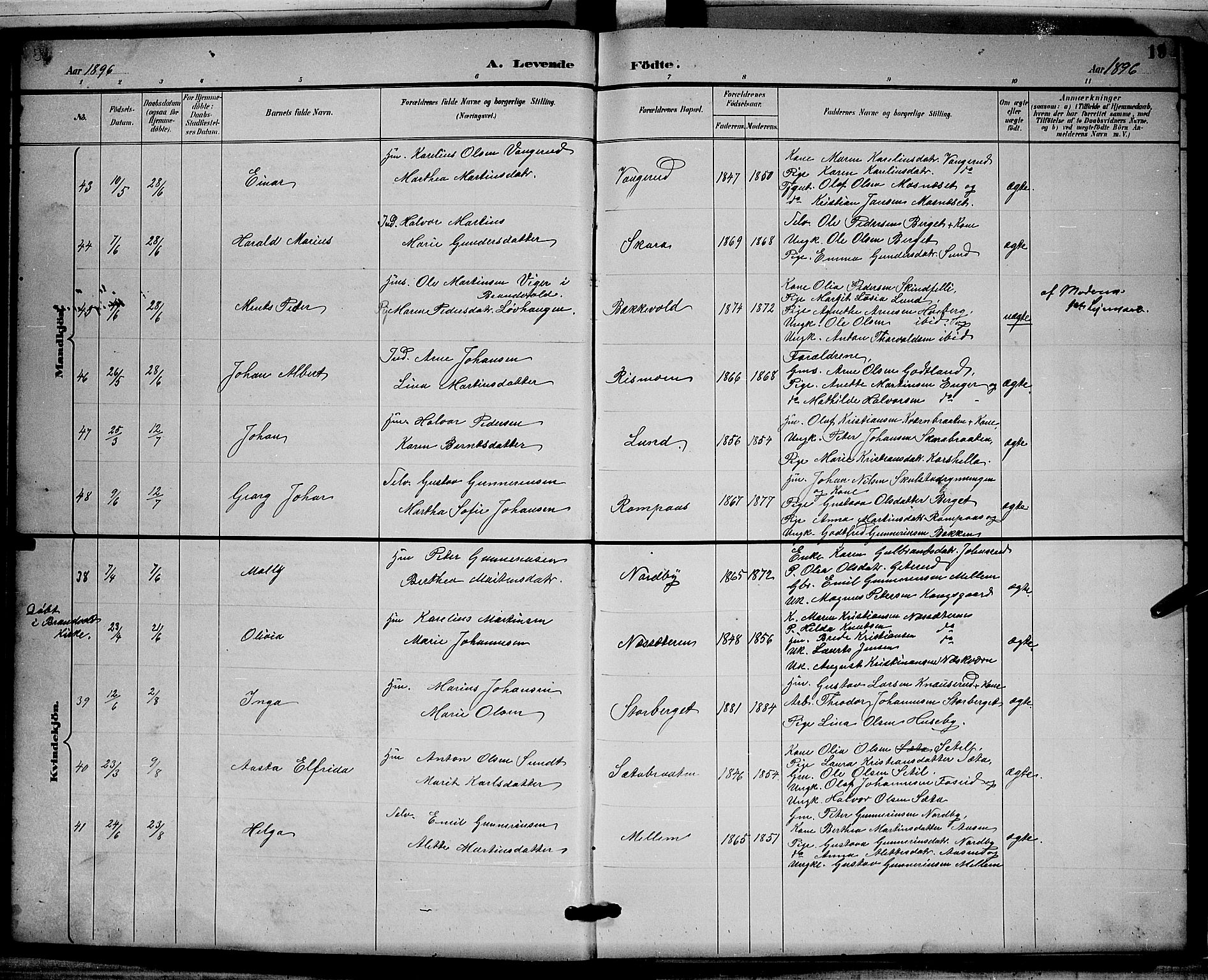 Grue prestekontor, SAH/PREST-036/H/Ha/Hab/L0003: Parish register (copy) no. 3, 1895-1899, p. 19