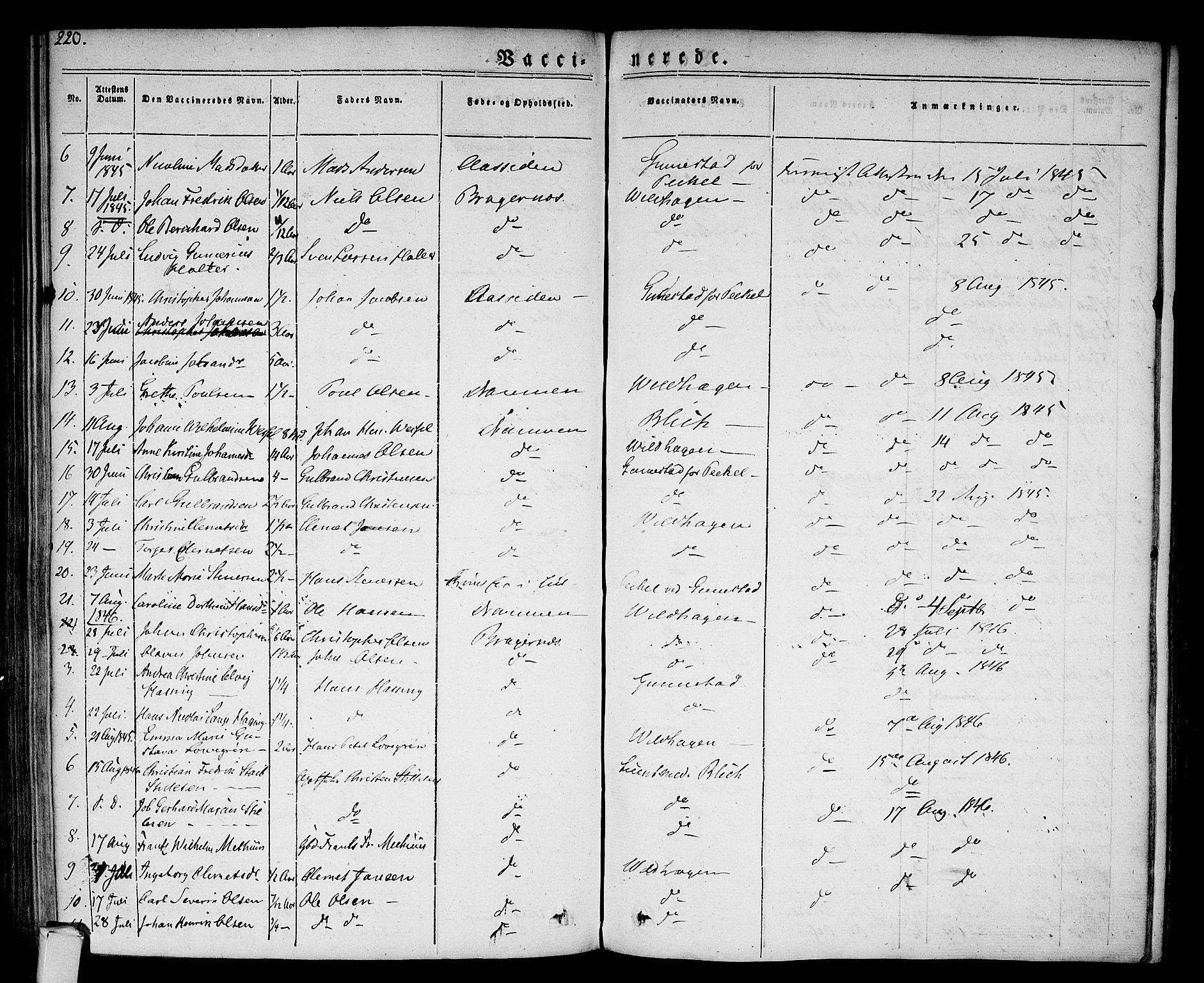 Bragernes kirkebøker, SAKO/A-6/F/Fc/L0001: Parish register (official) no. III 1, 1830-1853, p. 220