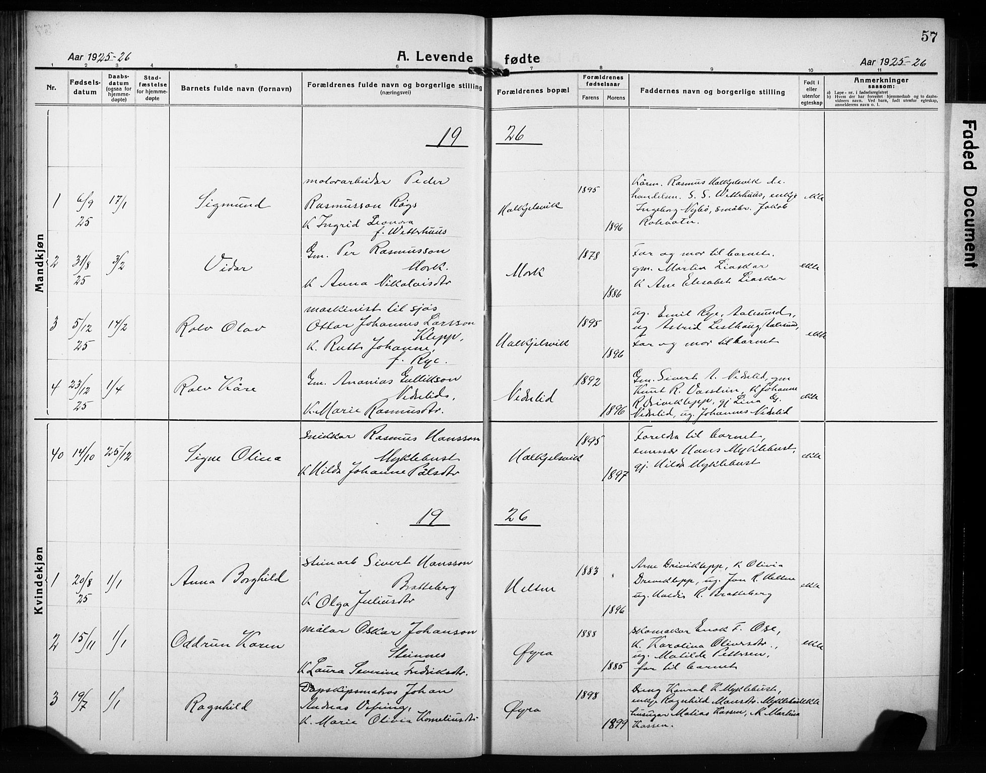 Ministerialprotokoller, klokkerbøker og fødselsregistre - Møre og Romsdal, AV/SAT-A-1454/511/L0160: Parish register (copy) no. 511C06, 1920-1932, p. 57