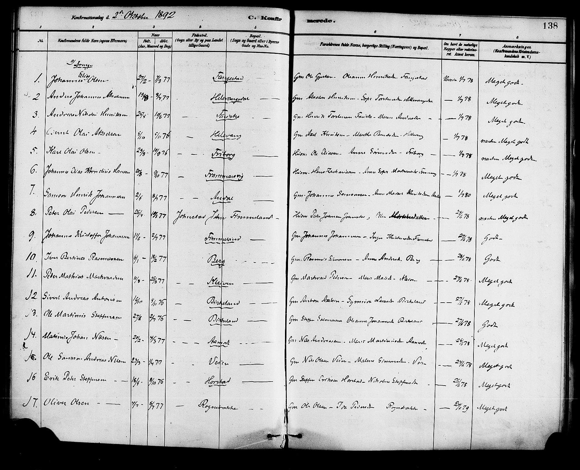 Førde sokneprestembete, AV/SAB-A-79901/H/Haa/Haad/L0001: Parish register (official) no. D 1, 1881-1898, p. 138