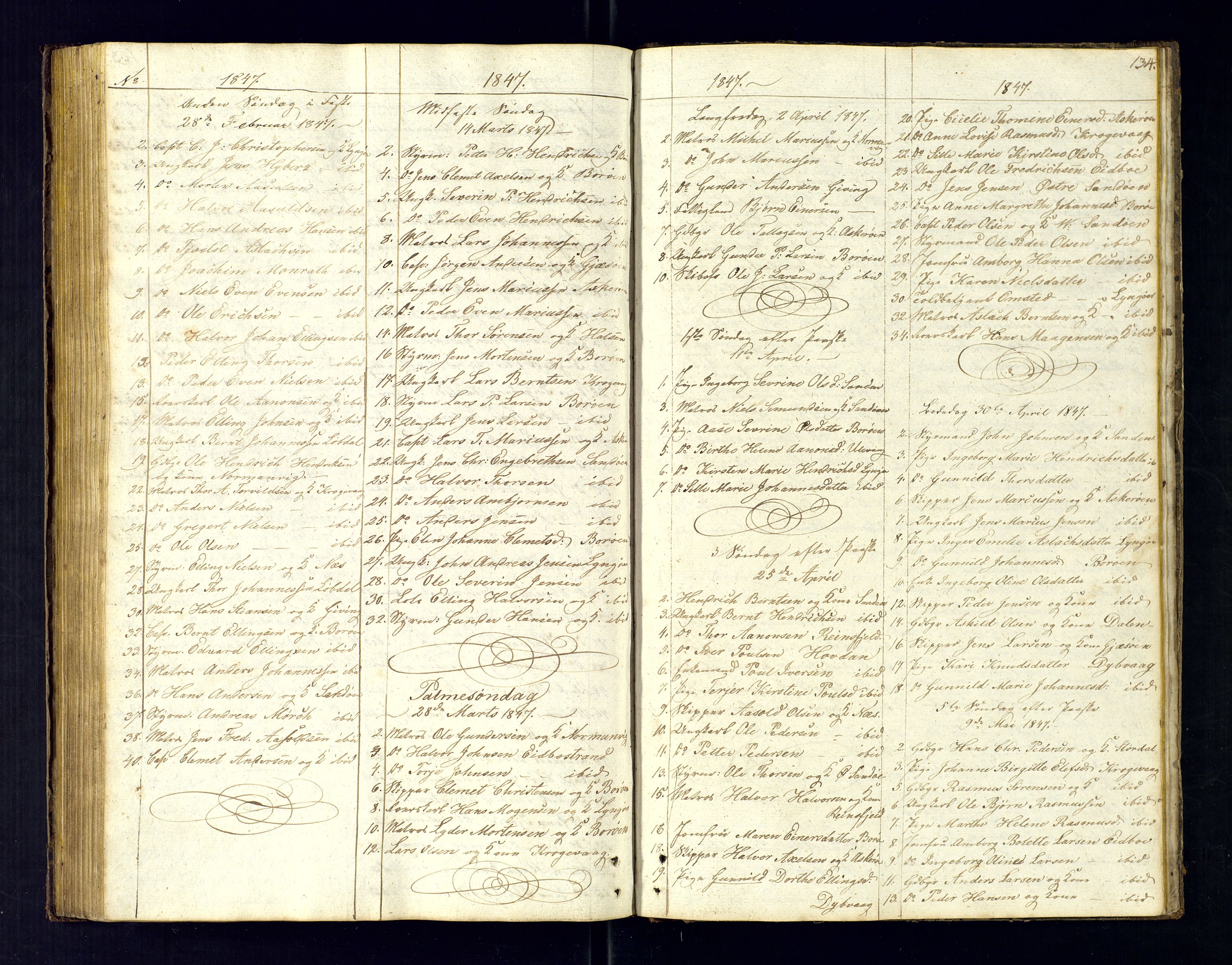 Dypvåg sokneprestkontor, SAK/1111-0007/F/Fc/Fca/L0002: Communicants register no. C-2, 1831-1848, p. 134