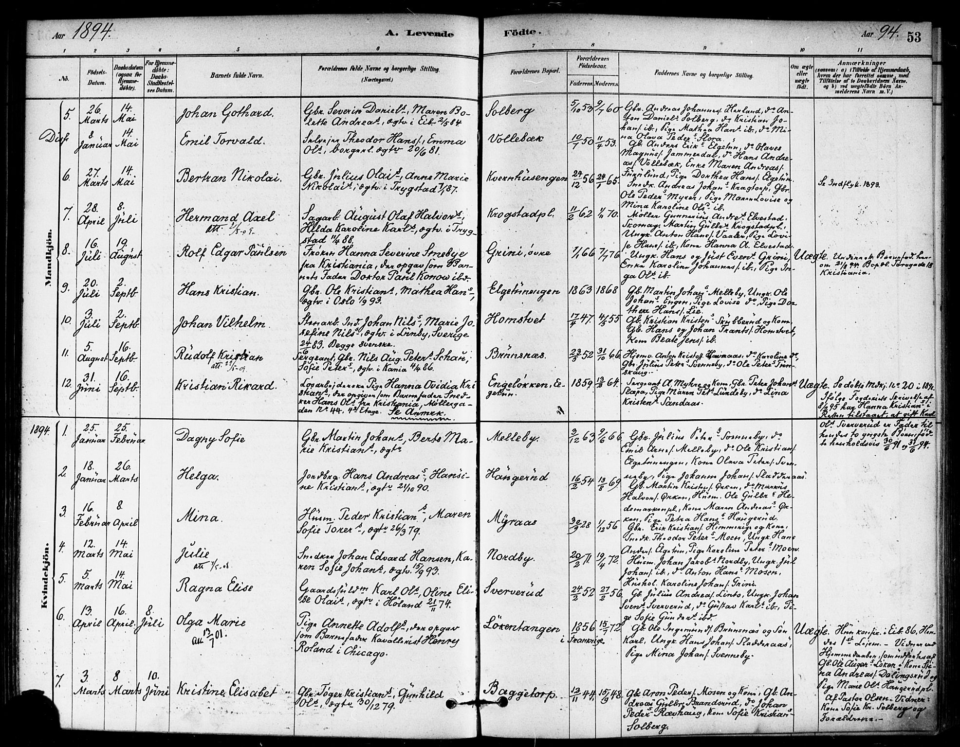 Eidsberg prestekontor Kirkebøker, SAO/A-10905/F/Fb/L0001: Parish register (official) no. II 1, 1879-1900, p. 53