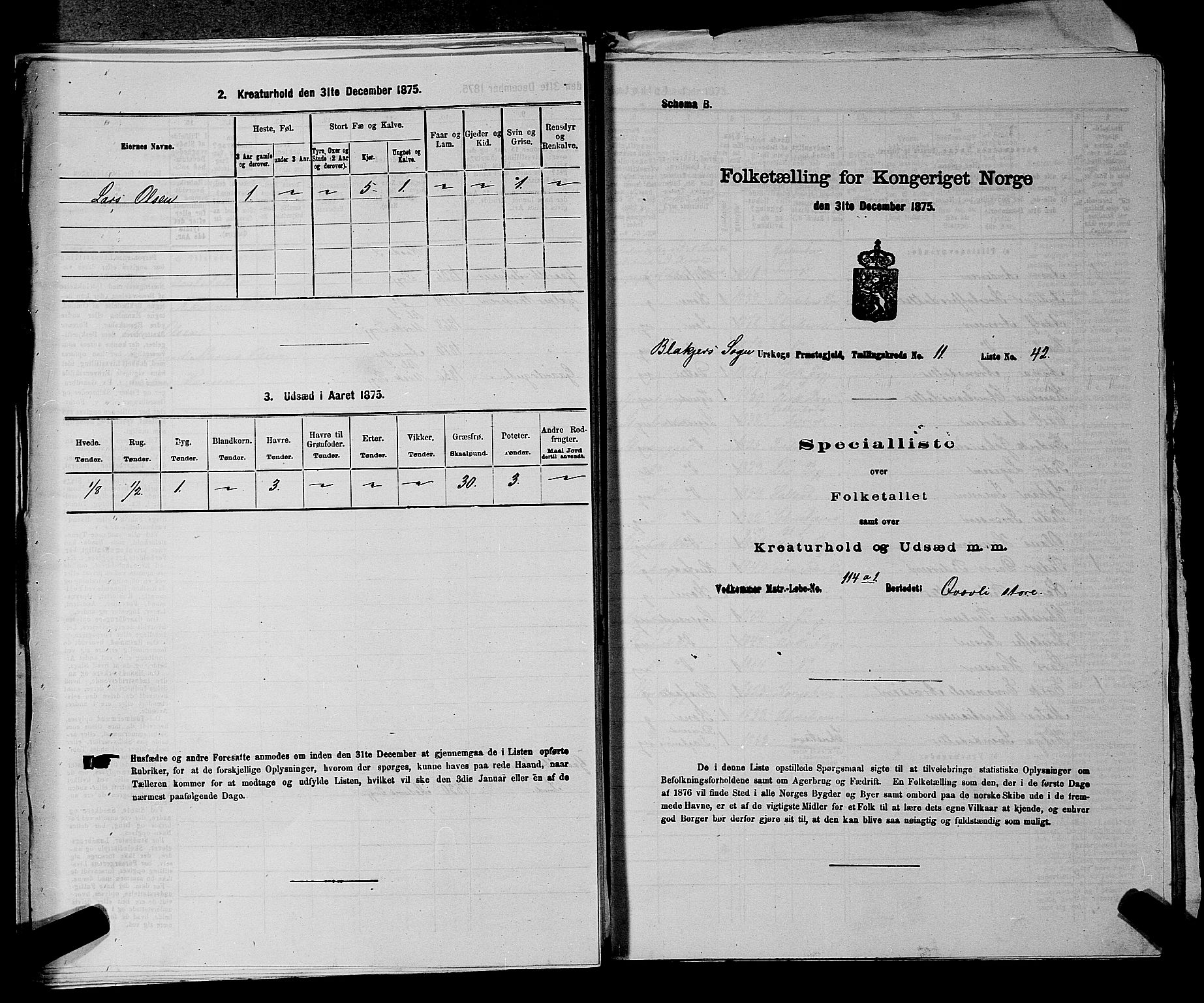 RA, 1875 census for 0224P Aurskog, 1875, p. 1151