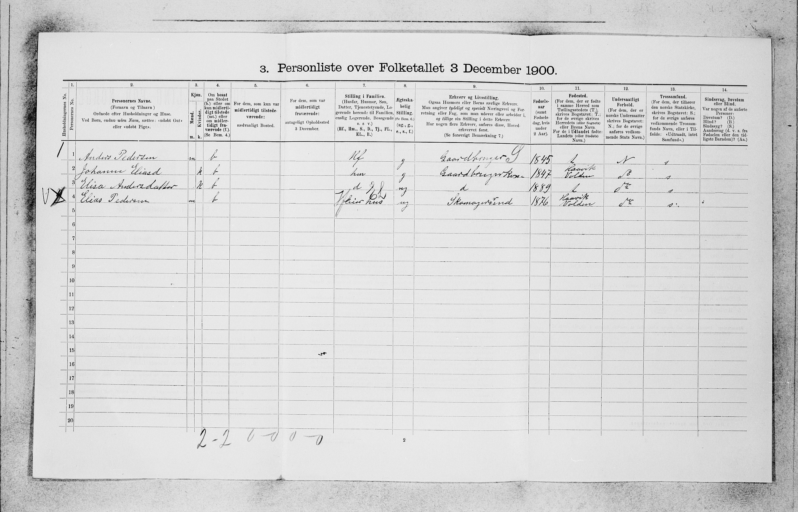 SAB, 1900 census for Eid, 1900, p. 802