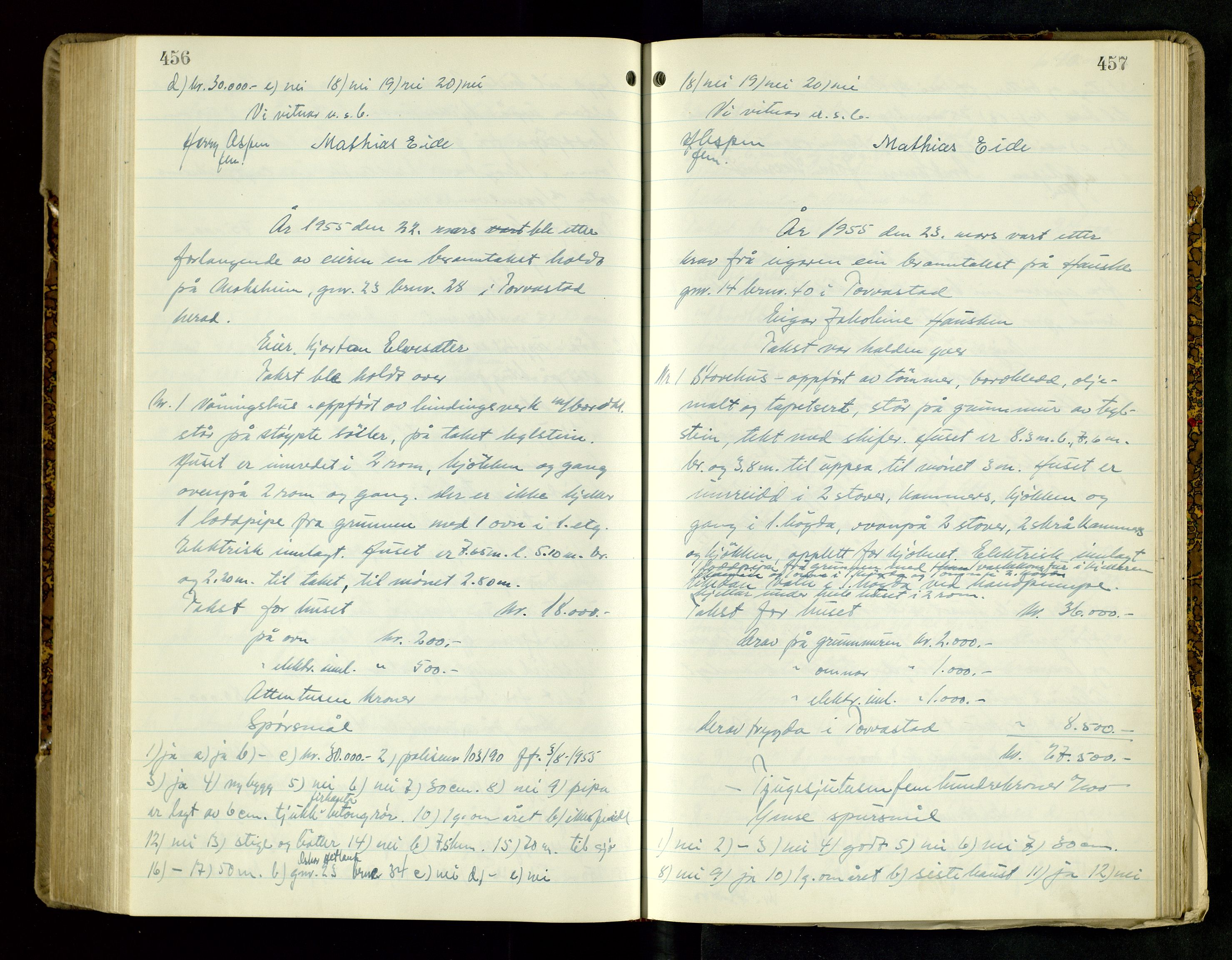 Norges Brannkasse Haugesund, AV/SAST-A-102142/0004/O/L0007: Branntakstprotokoll, 1951-1956, p. 456-457