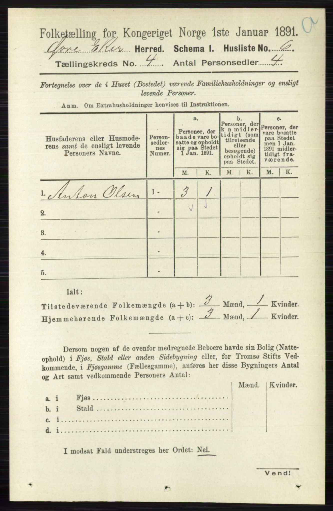 RA, 1891 census for 0624 Øvre Eiker, 1891, p. 1438