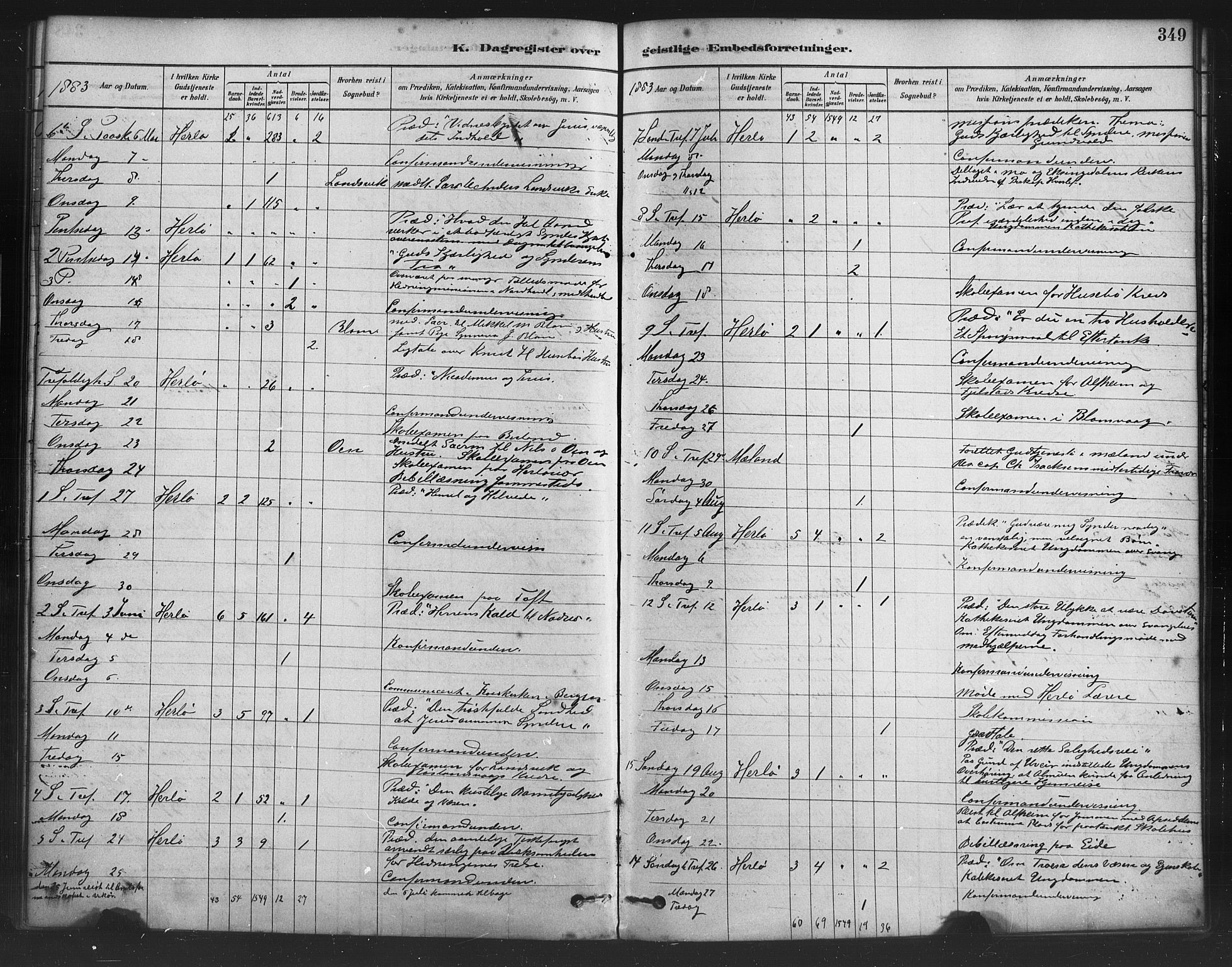 Herdla Sokneprestembete, SAB/A-75701/H/Haa: Parish register (official) no. A 3, 1878-1890, p. 349