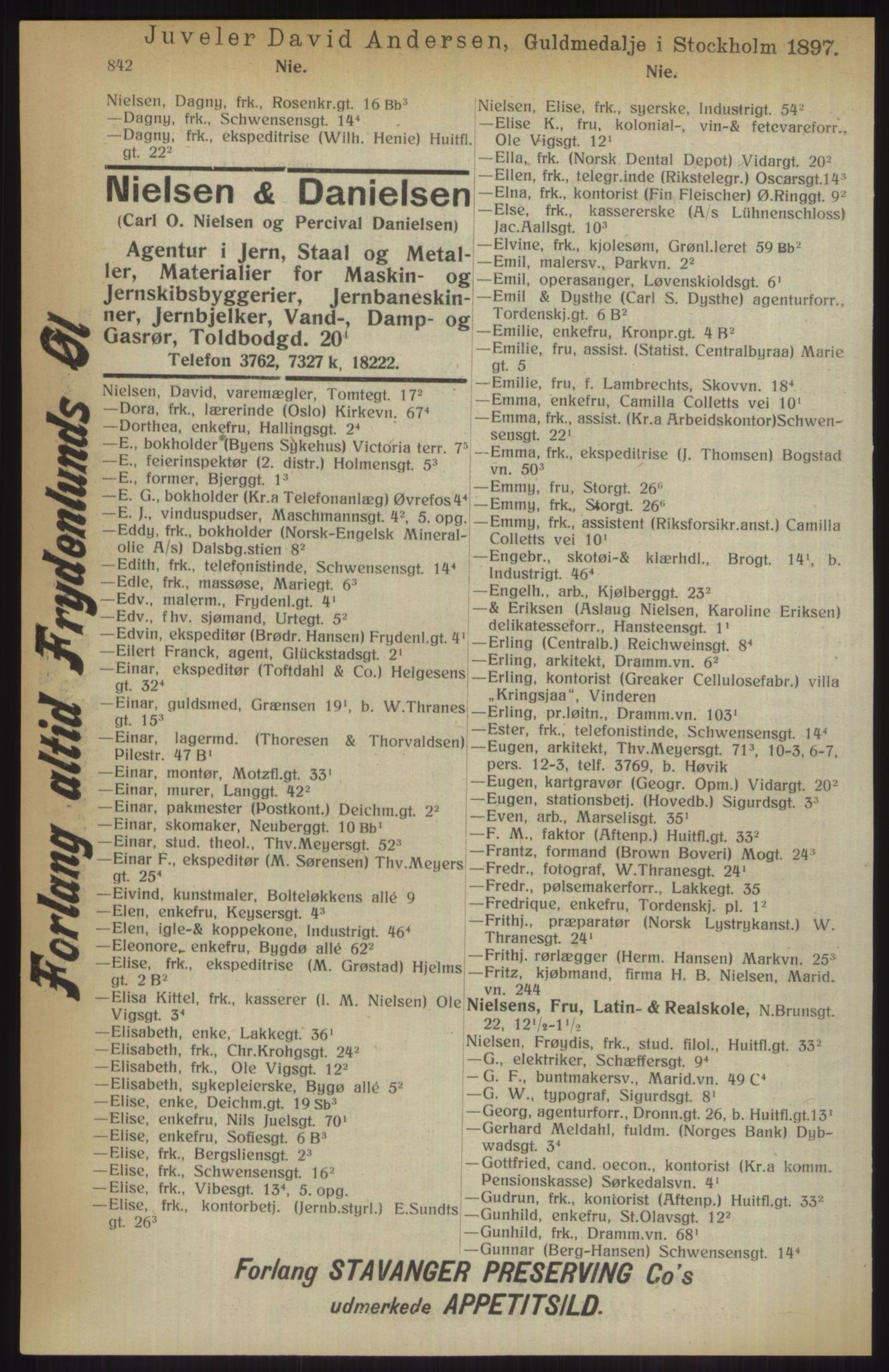 Kristiania/Oslo adressebok, PUBL/-, 1914, p. 842