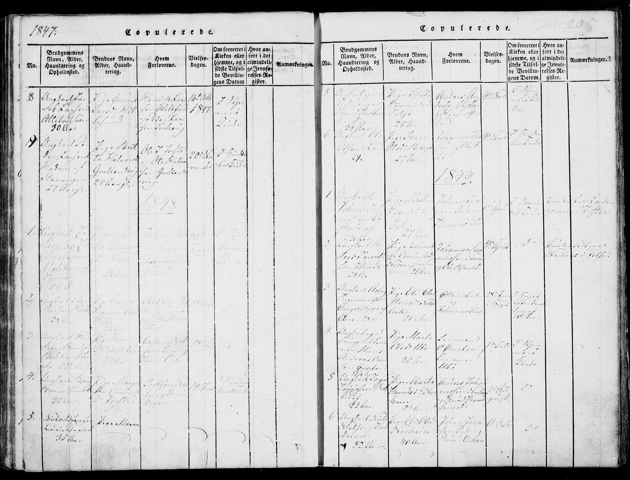 Nedstrand sokneprestkontor, AV/SAST-A-101841/01/IV: Parish register (official) no. A 7, 1816-1870, p. 205