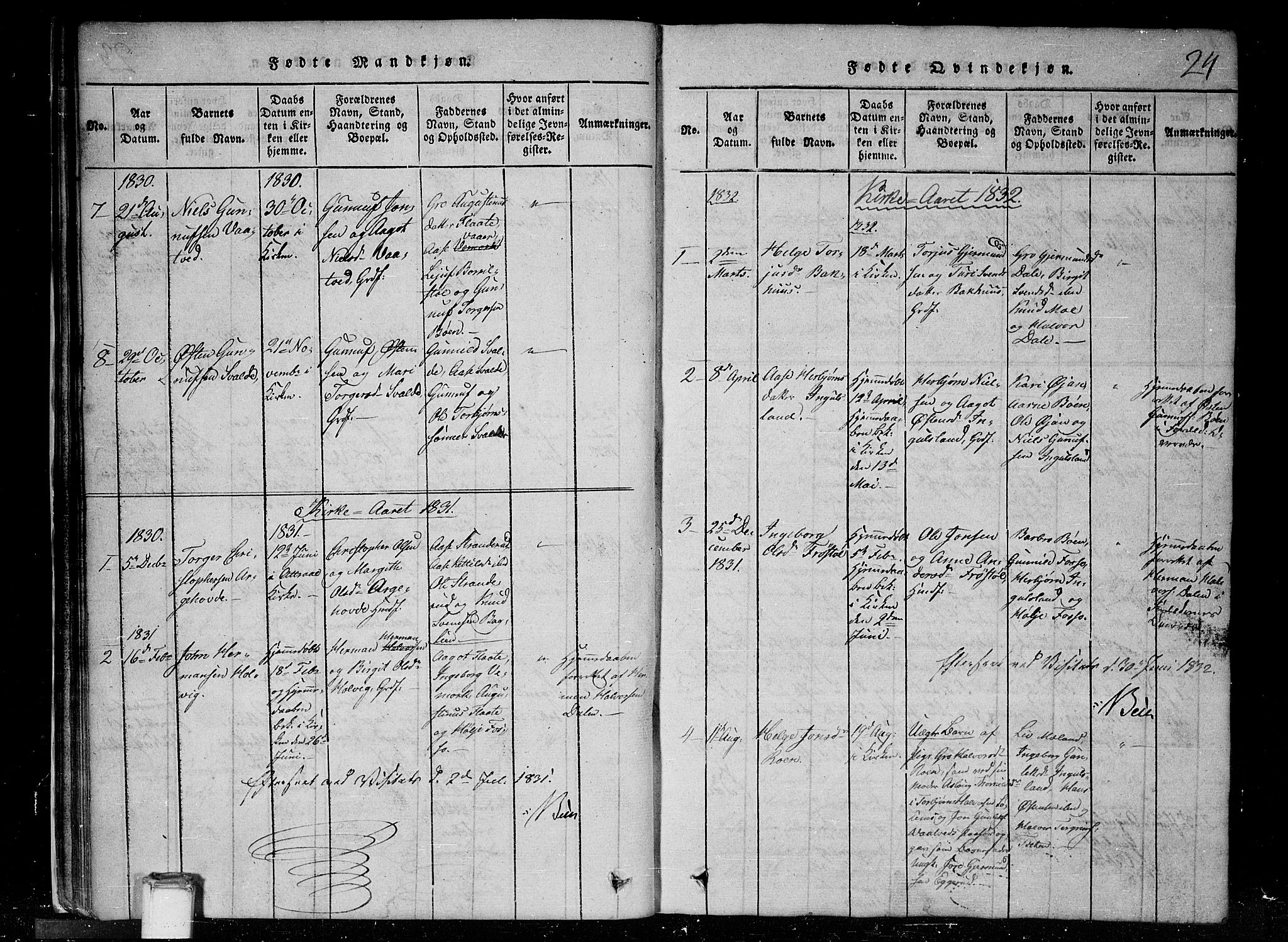 Tinn kirkebøker, SAKO/A-308/G/Gc/L0001: Parish register (copy) no. III 1, 1815-1879, p. 24