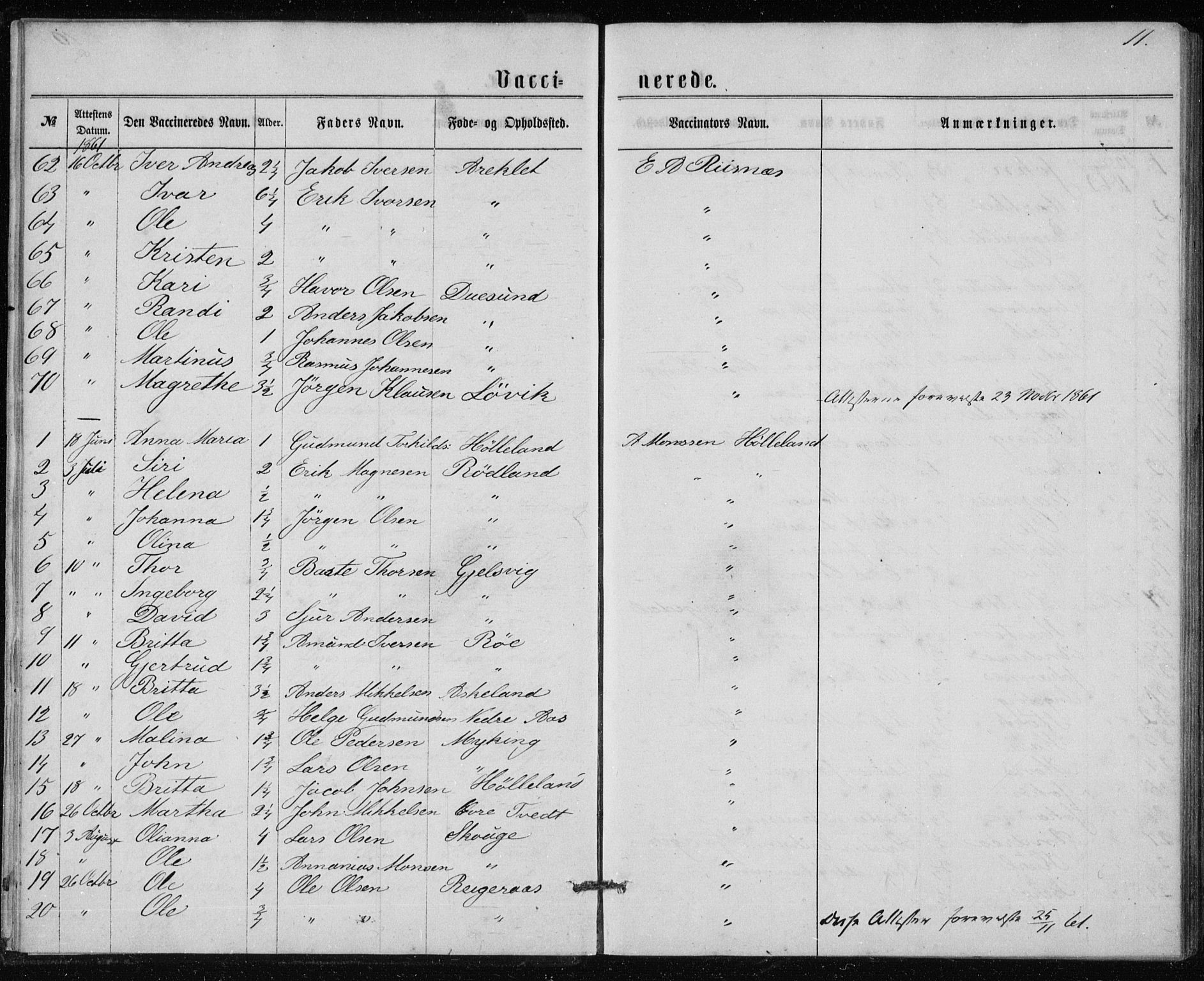 Lindås Sokneprestembete, SAB/A-76701/H/Haa: Parish register (official) no. A 17, 1874-1877, p. 11