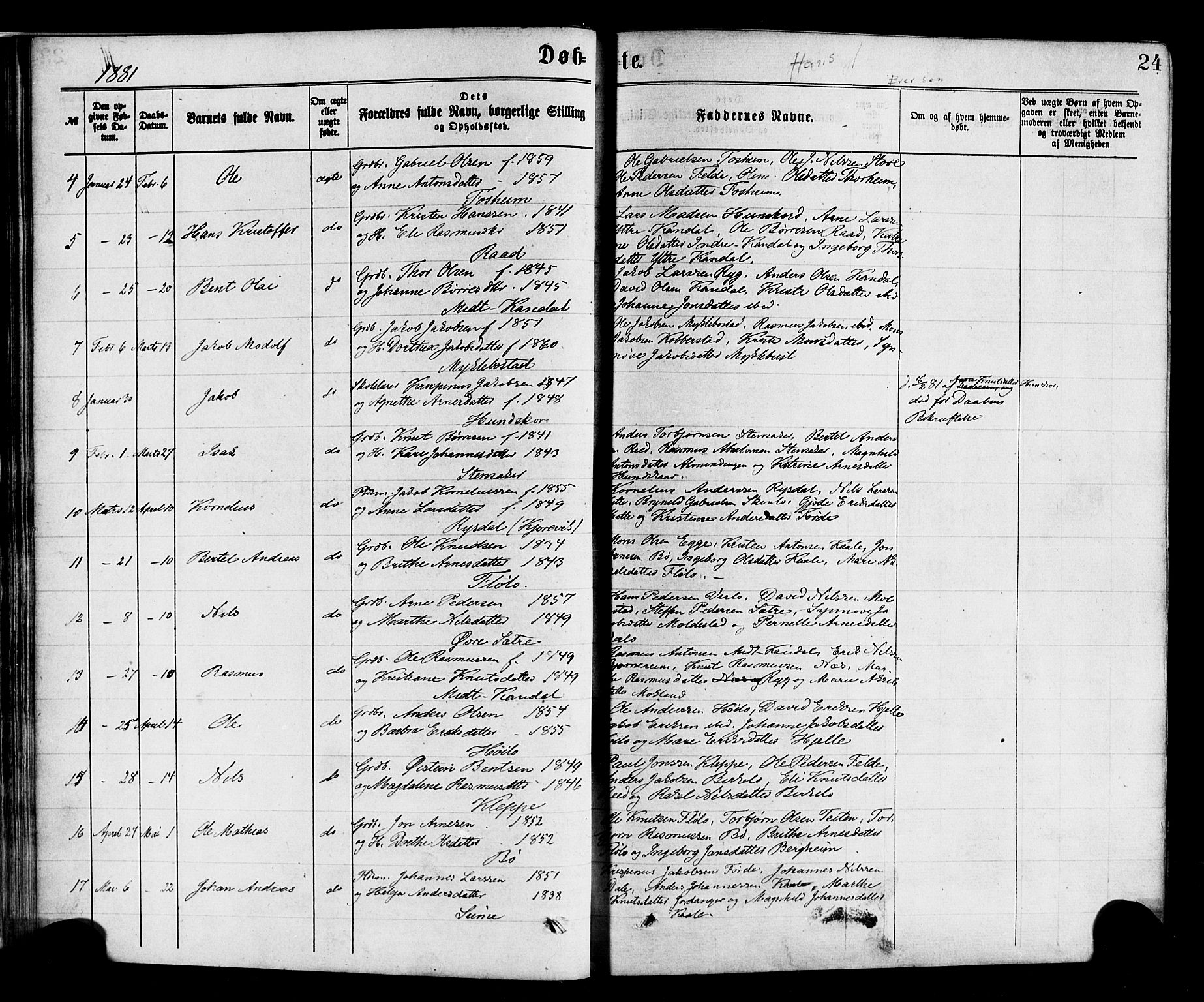 Gloppen sokneprestembete, AV/SAB-A-80101/H/Haa/Haac/L0001: Parish register (official) no. C 1, 1871-1886, p. 24